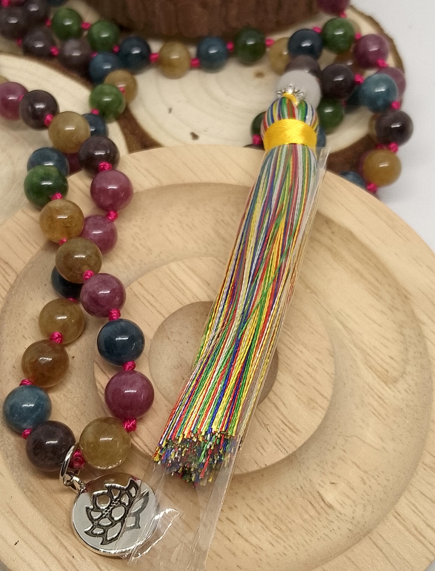 Collier Mala en tourmaline colorée