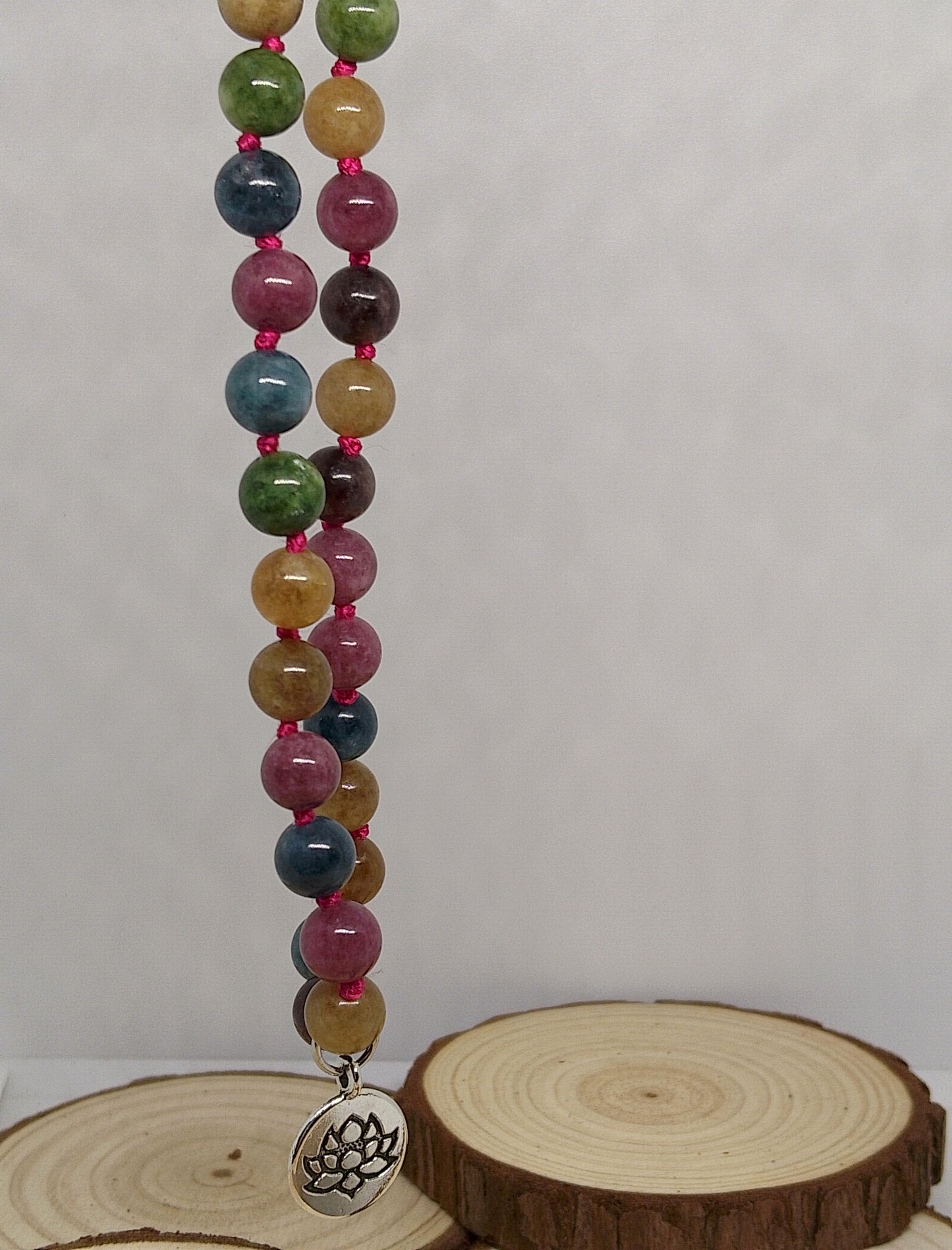 Collier Mala en tourmaline colorée