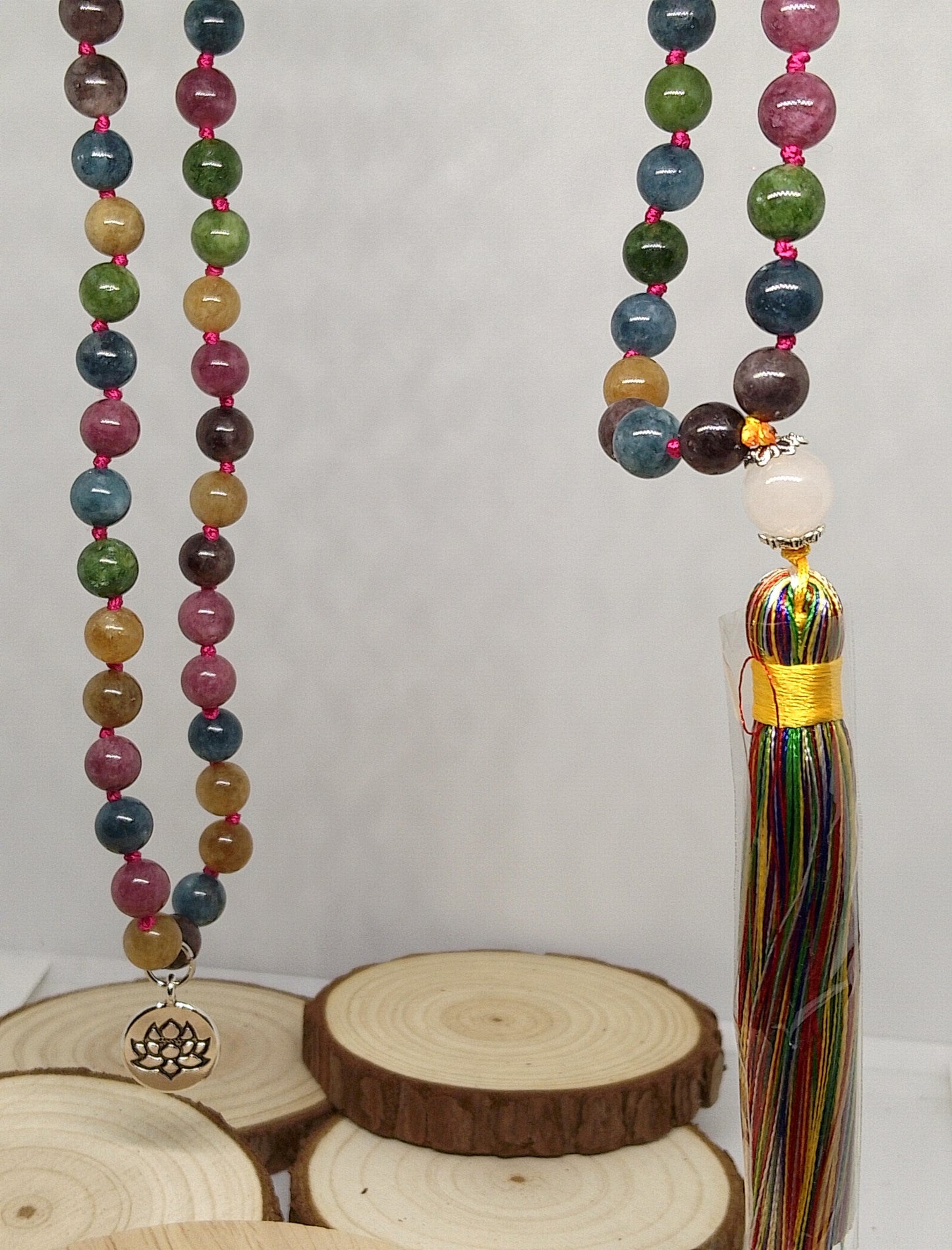 Collier Mala en tourmaline colorée