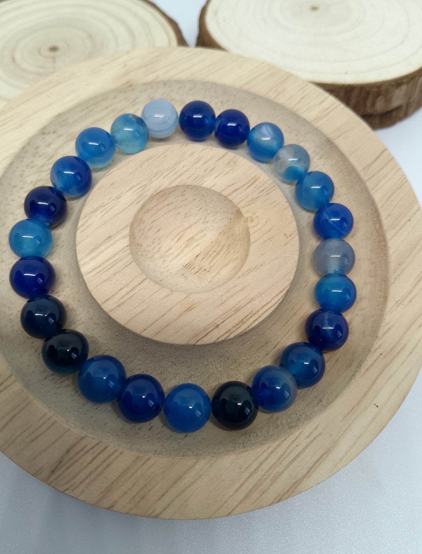 Bracelet en agate bleue