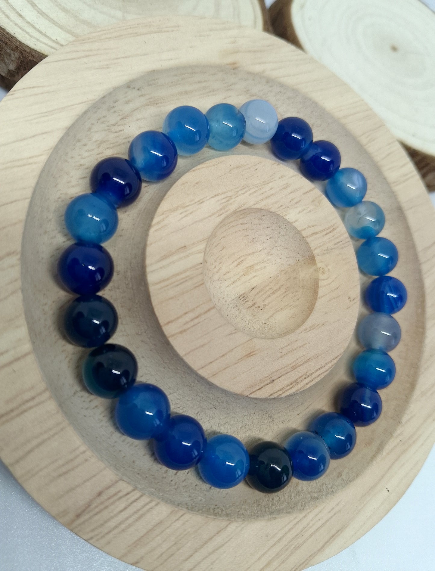 Bracelet en agate bleue