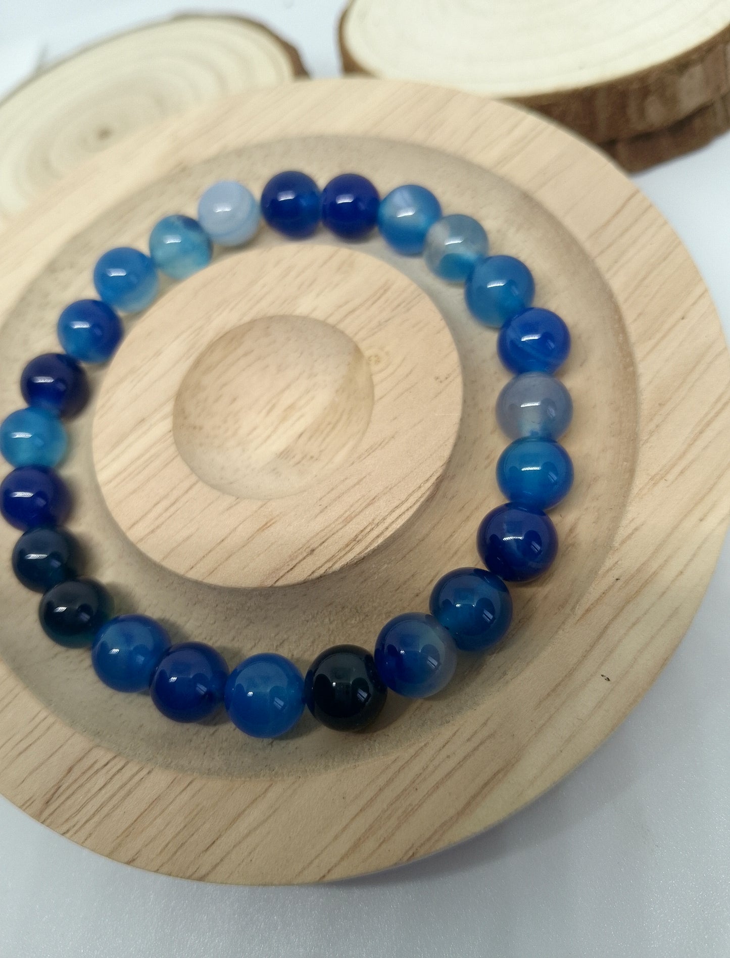 Bracelet en agate bleue