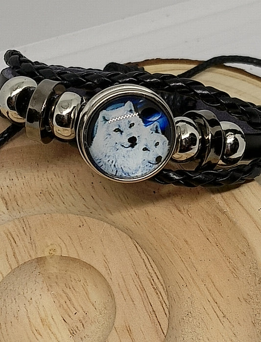 Bracelet loup en cuir