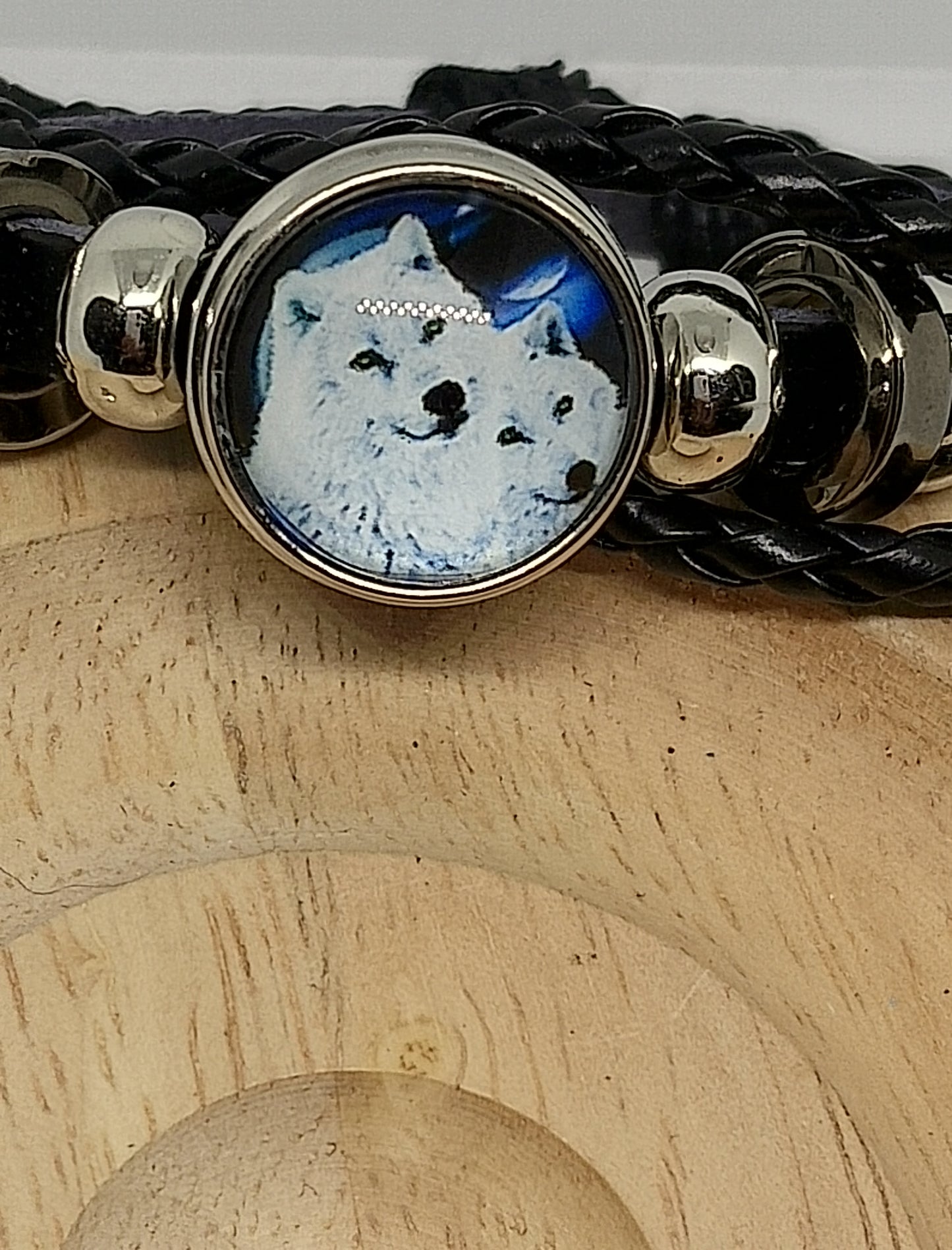 Bracelet loup en cuir