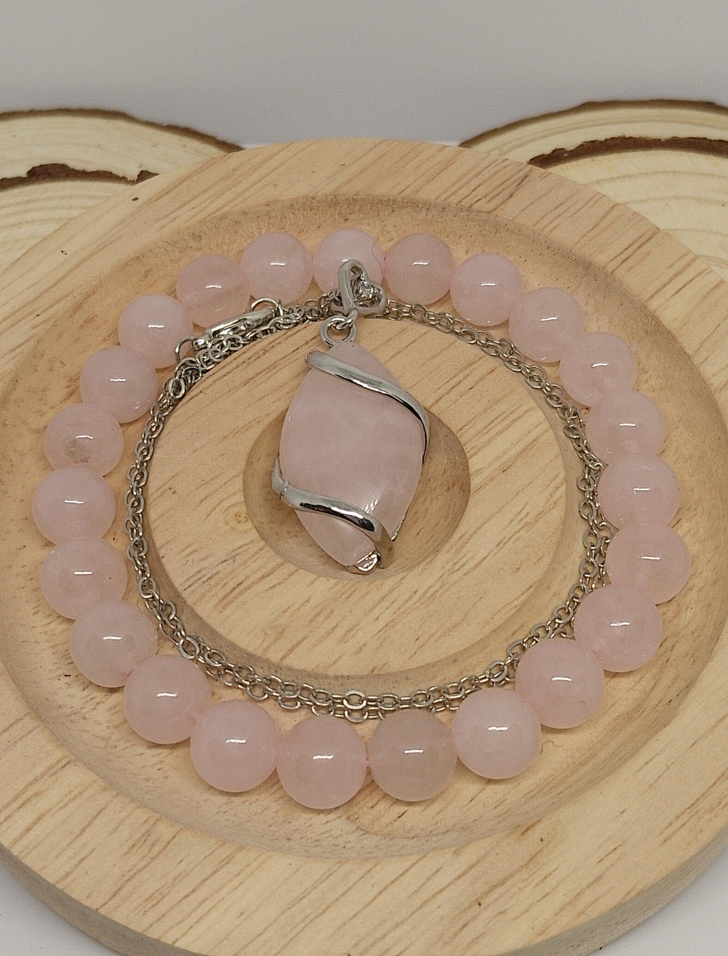 Collier et bracelet Quartz rose