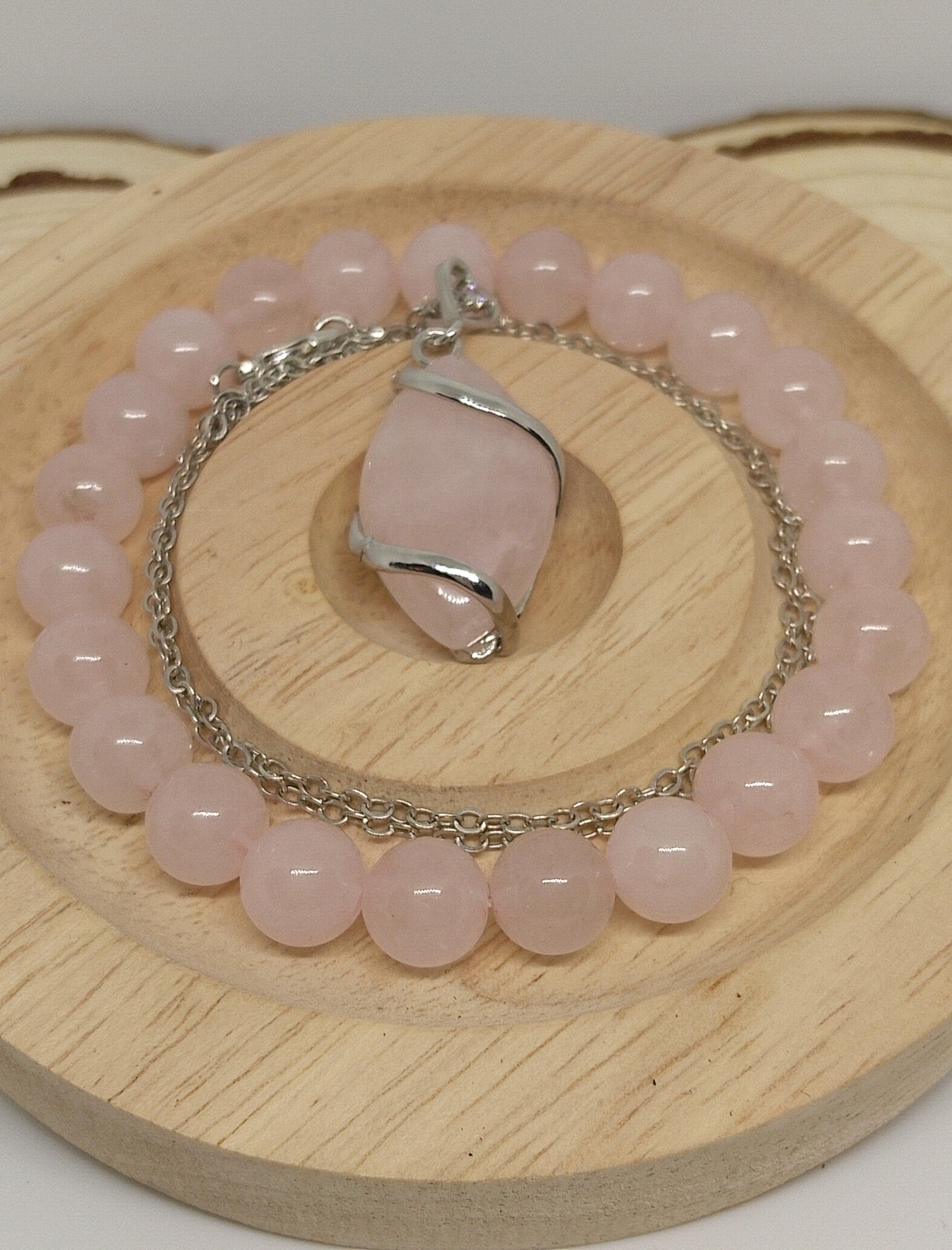 Collier et bracelet Quartz rose