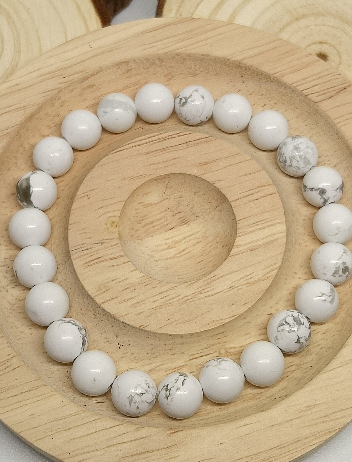 Collier et bracelet en howlite blanche