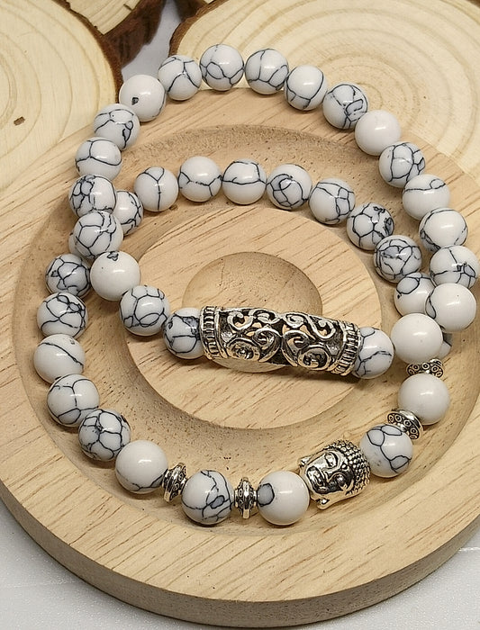 Bracelets en howlite blanche