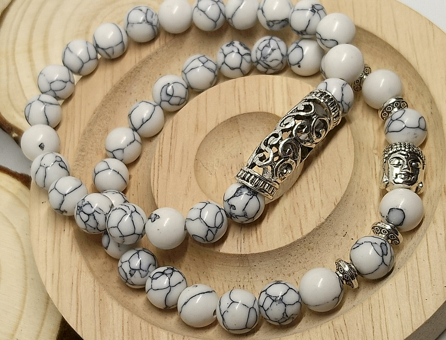 Bracelets en howlite blanche