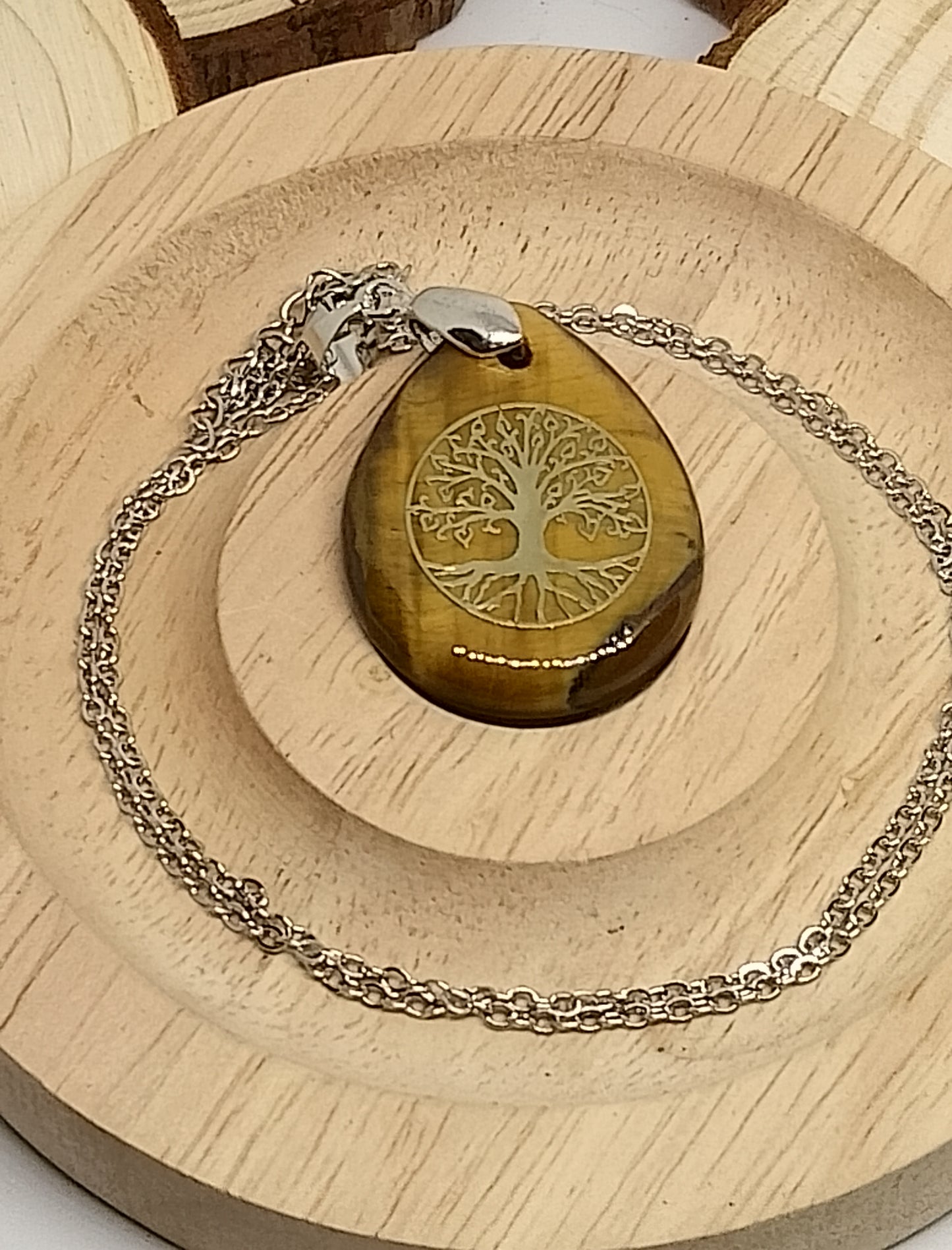 Collier arbre de vie oeil de tigre