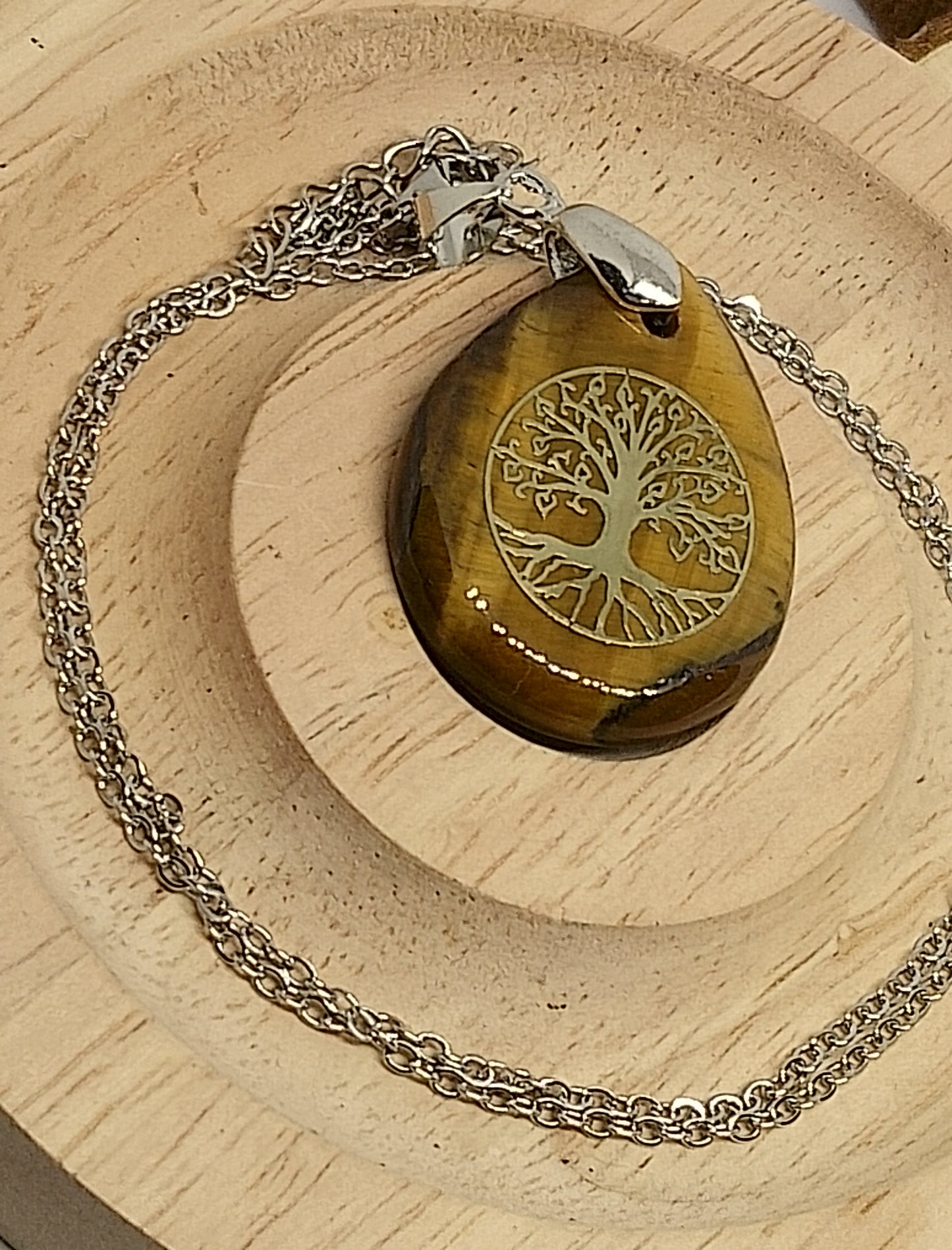 Collier arbre de vie oeil de tigre