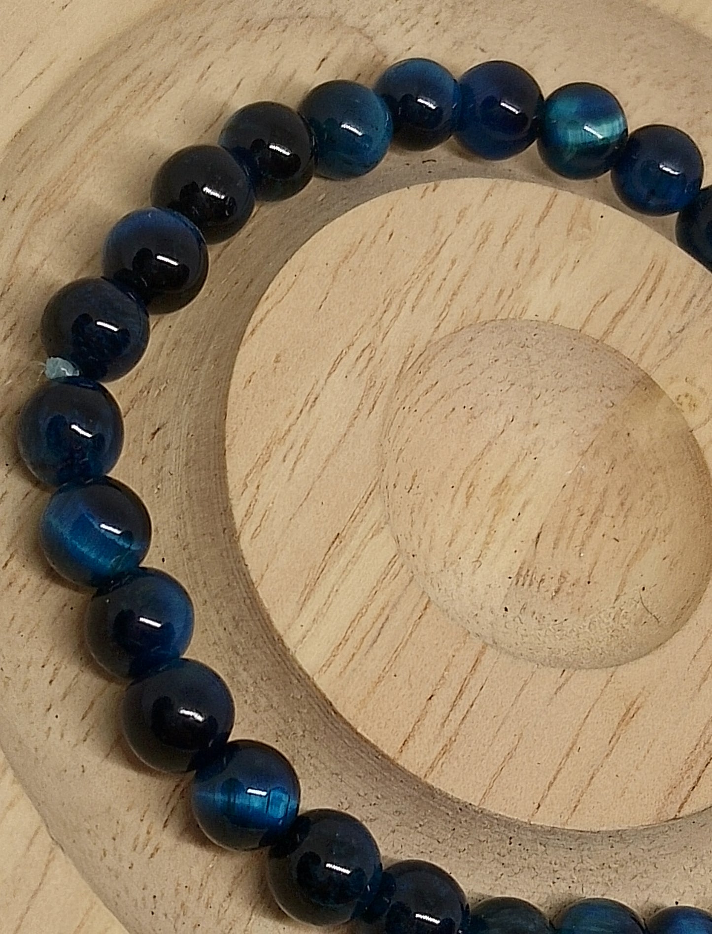 Bracelet en oeil de tigre bleu