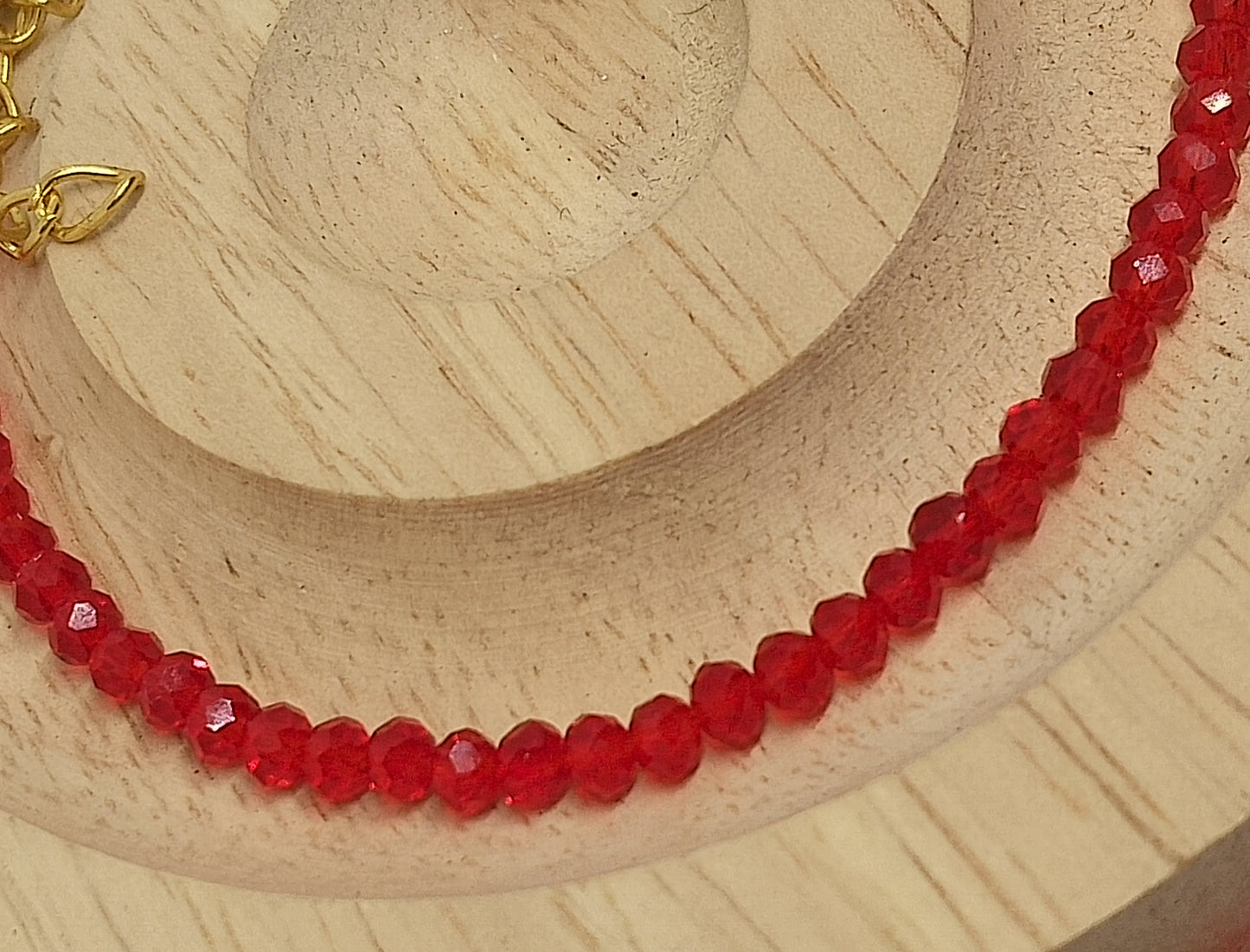 Collier et bracelet en verre coloré rouge