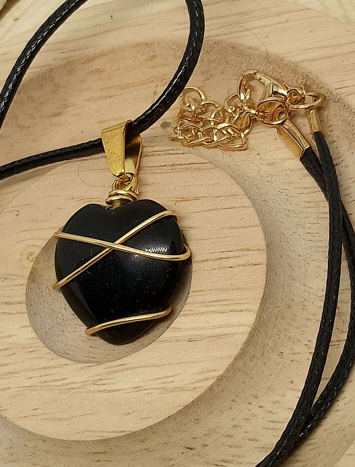 Collier coeur en obsidienne