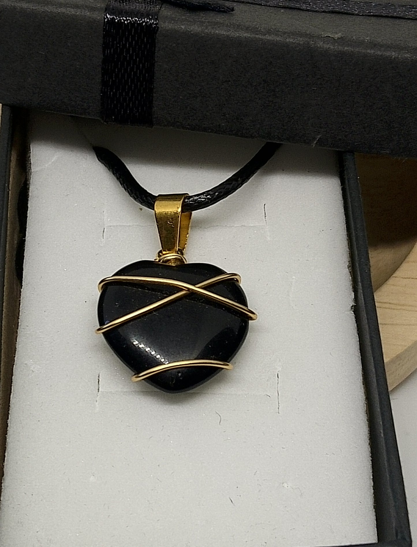 Collier coeur en obsidienne