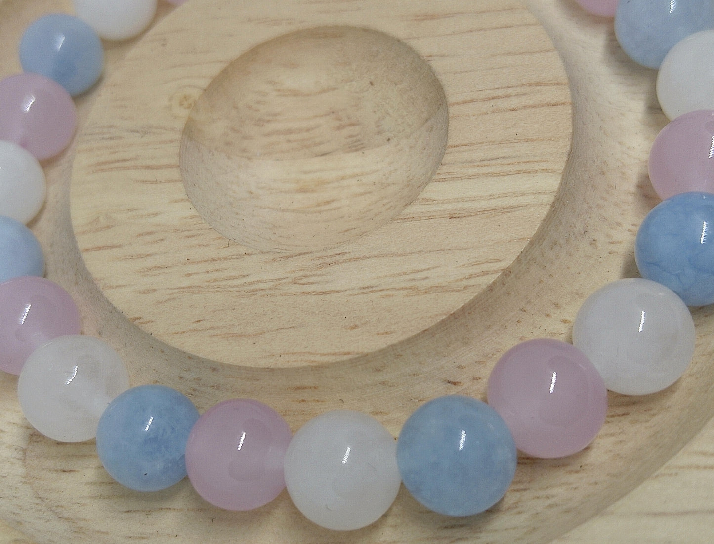 Bracelet quartz rose, aigues marines et pierre de lune