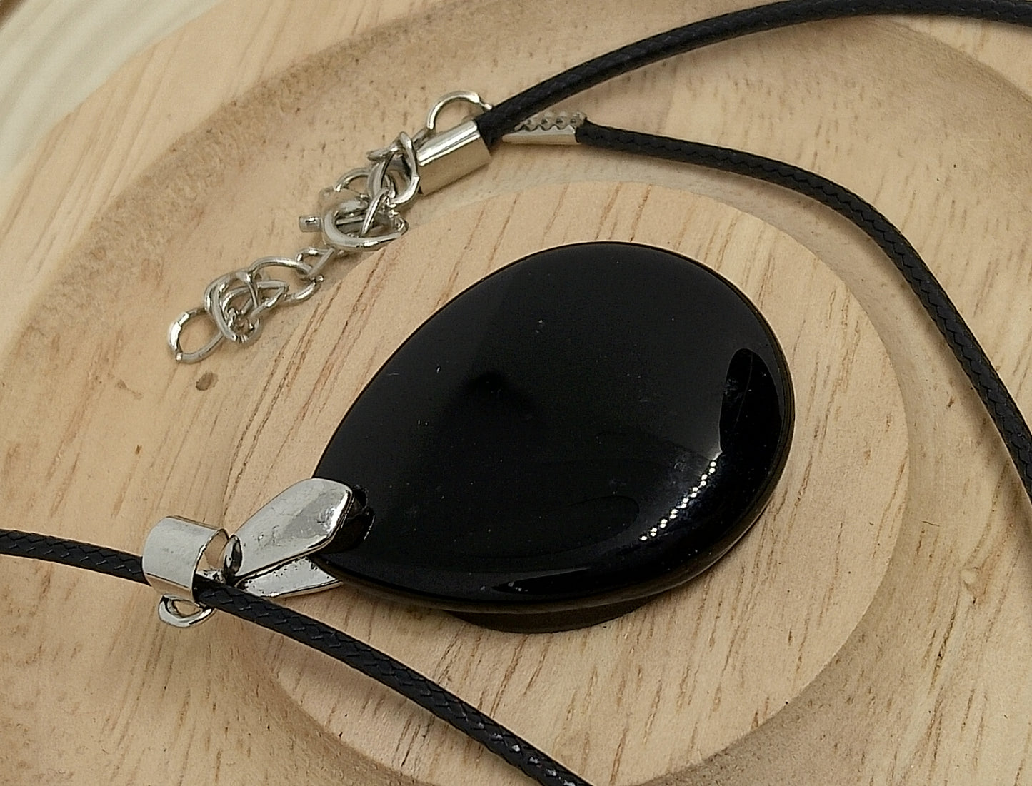 Collier arbre de vie obsidienne