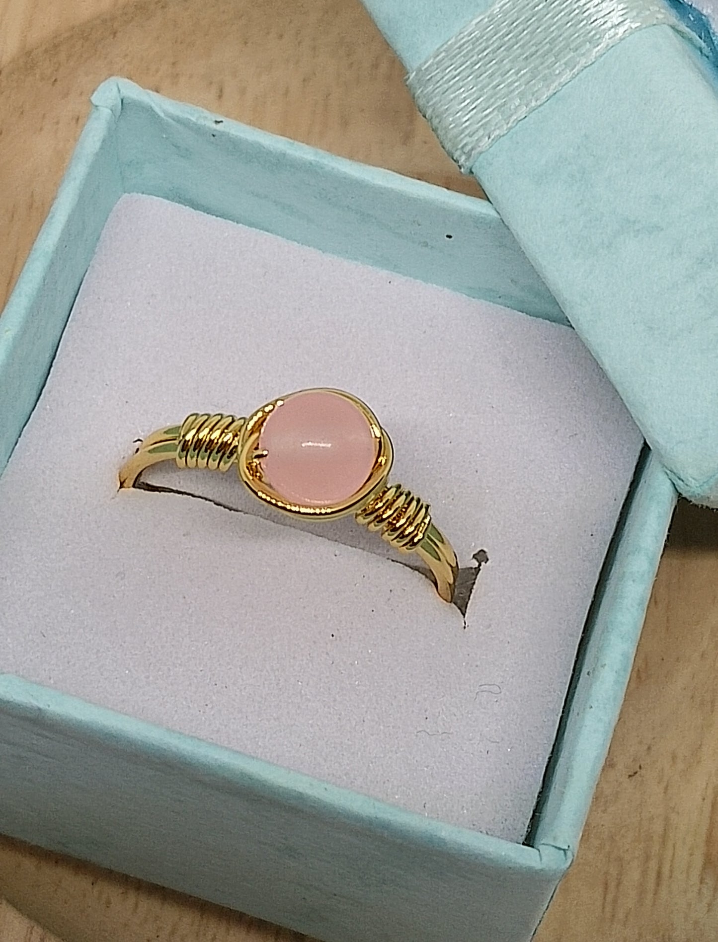 Bague ajustable quartz rose