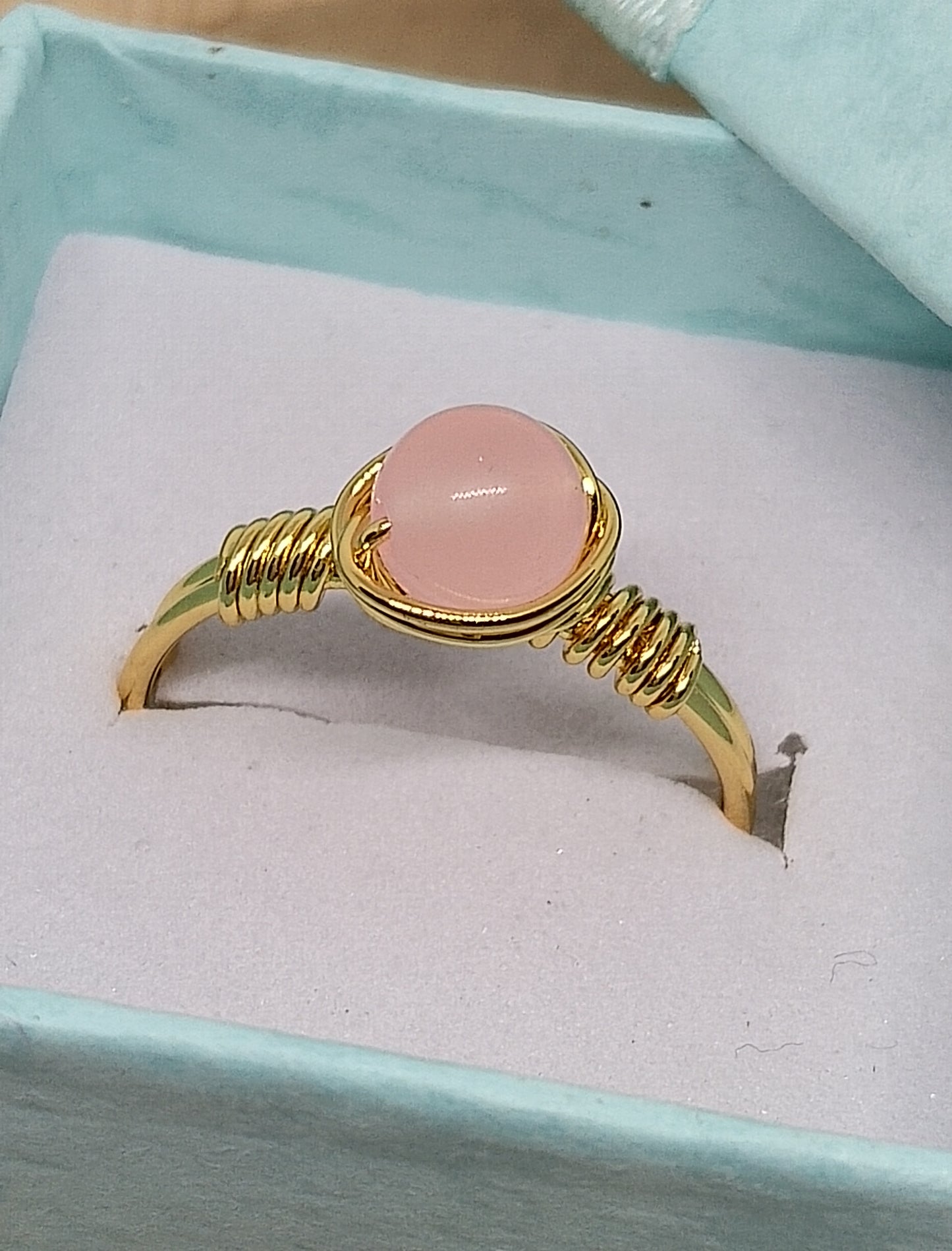 Bague ajustable quartz rose