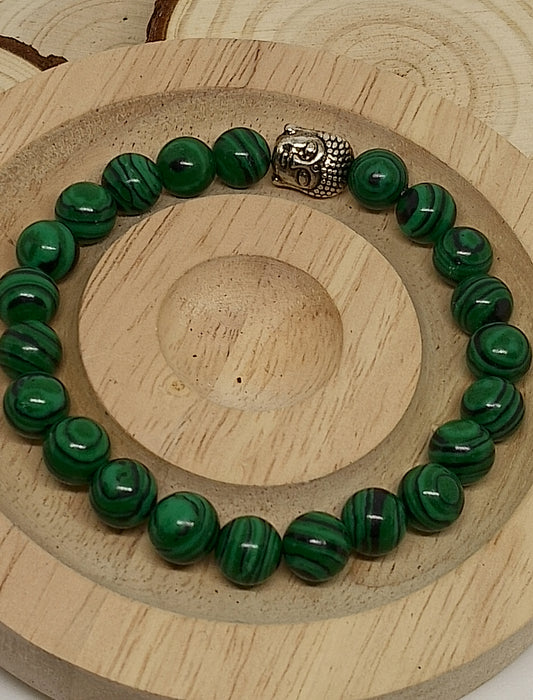 Bracelet buddha en malachite résinée