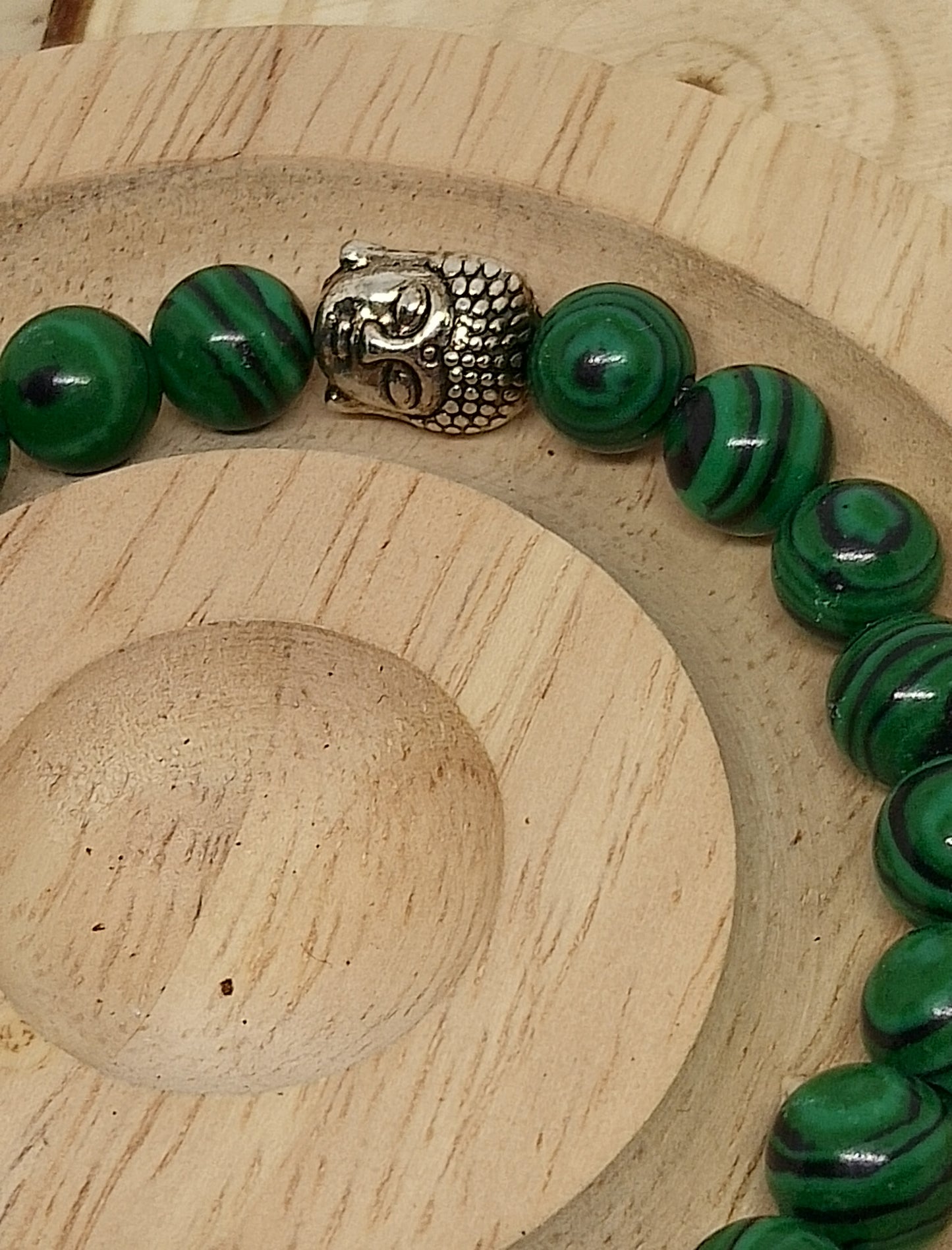 Bracelet buddha en malachite résinée