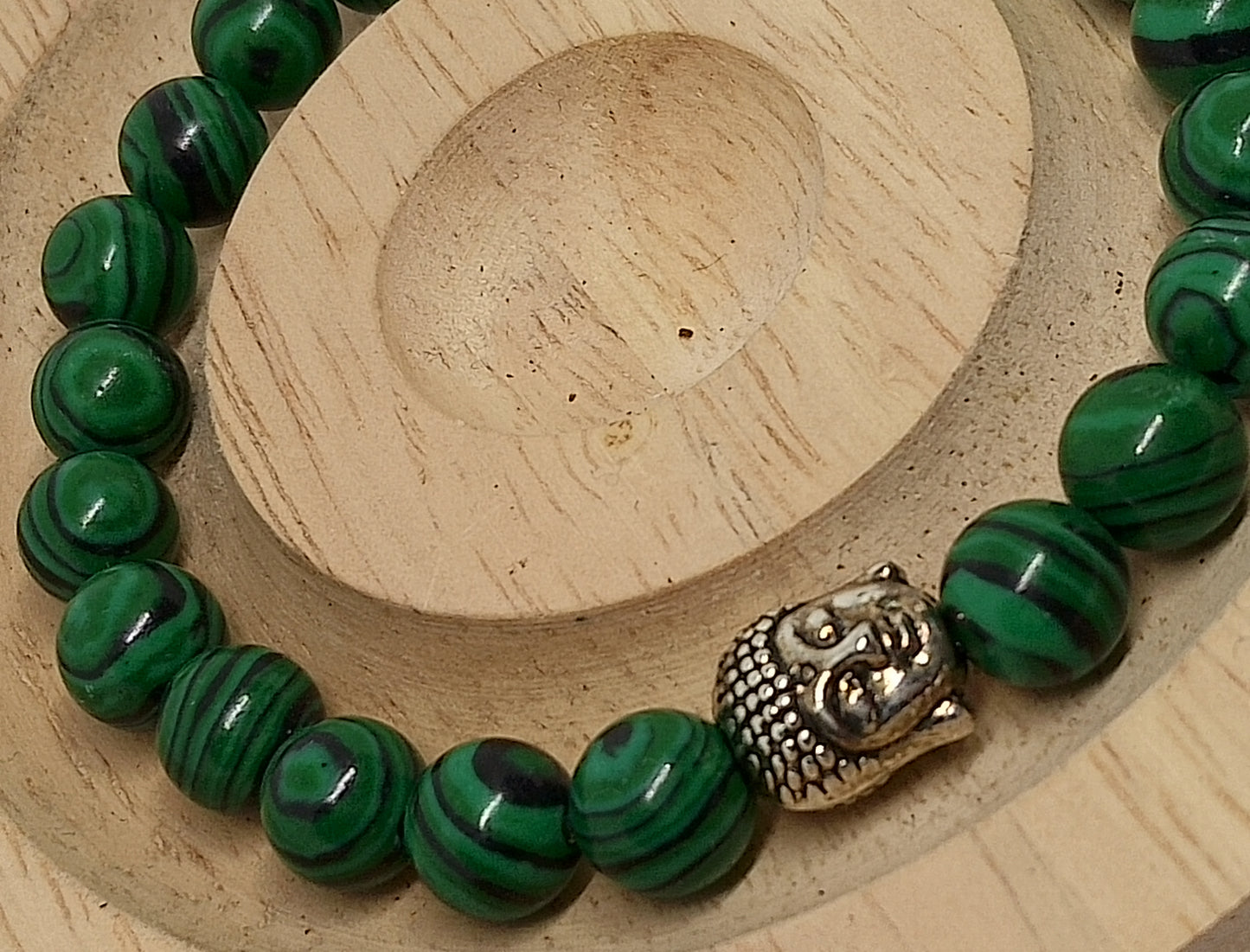 Bracelet buddha en malachite résinée