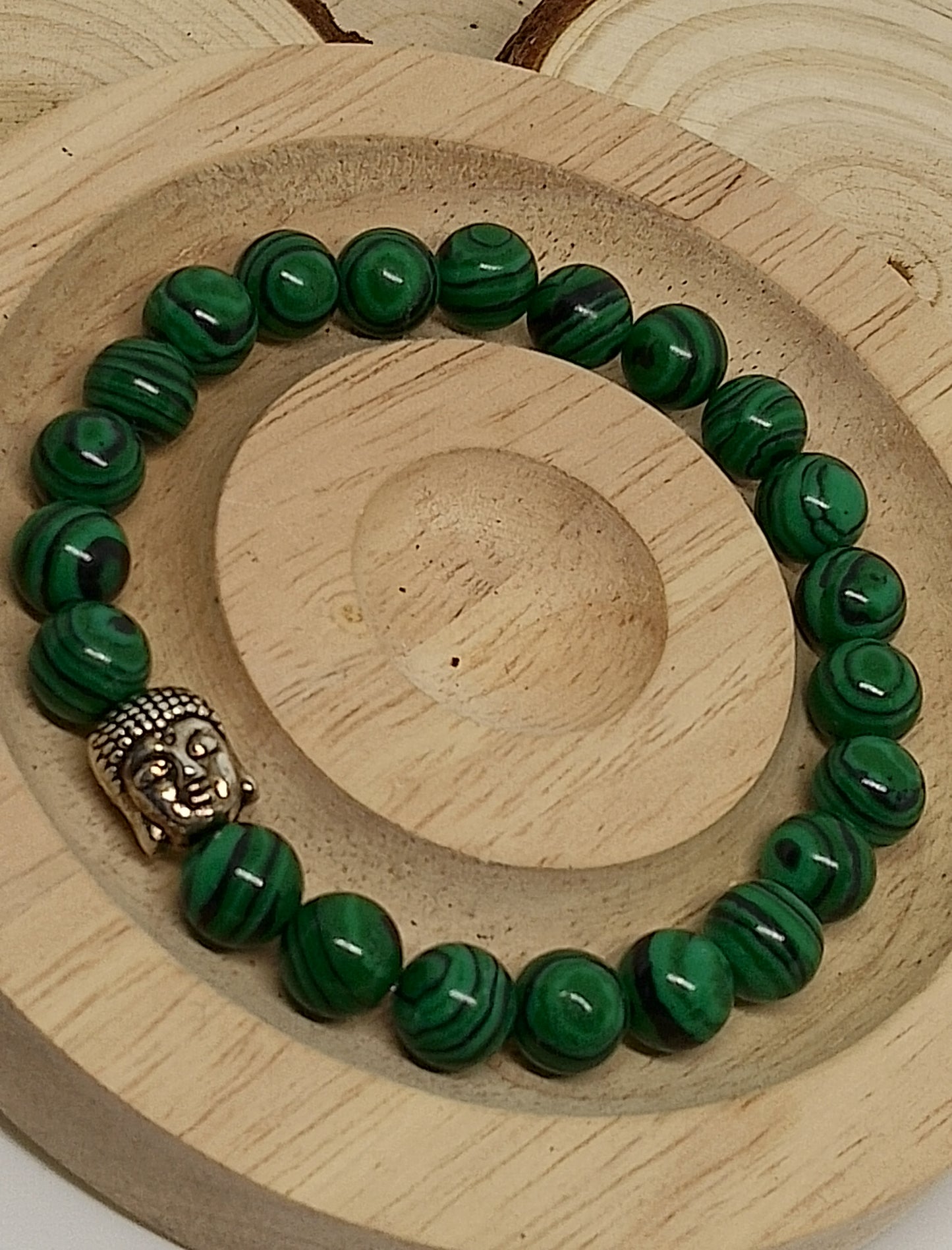 Bracelet buddha en malachite résinée