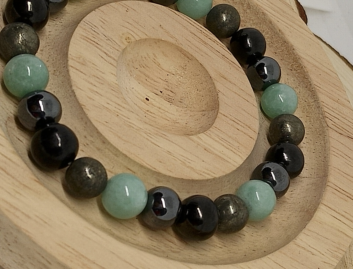 Bracelet multi perles aventurine, onyx, labradorite, hématite