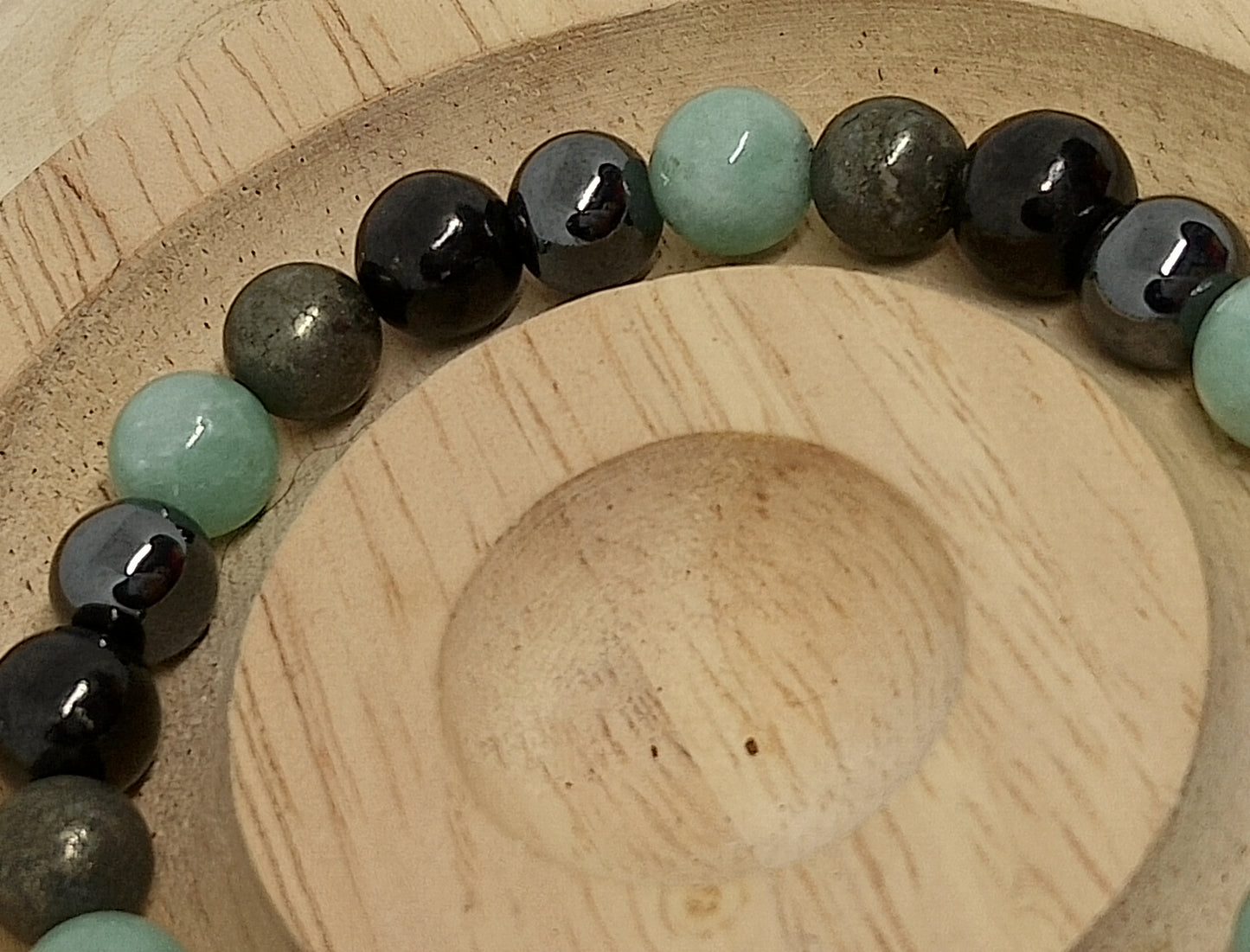 Bracelet multi perles aventurine, onyx, labradorite, hématite