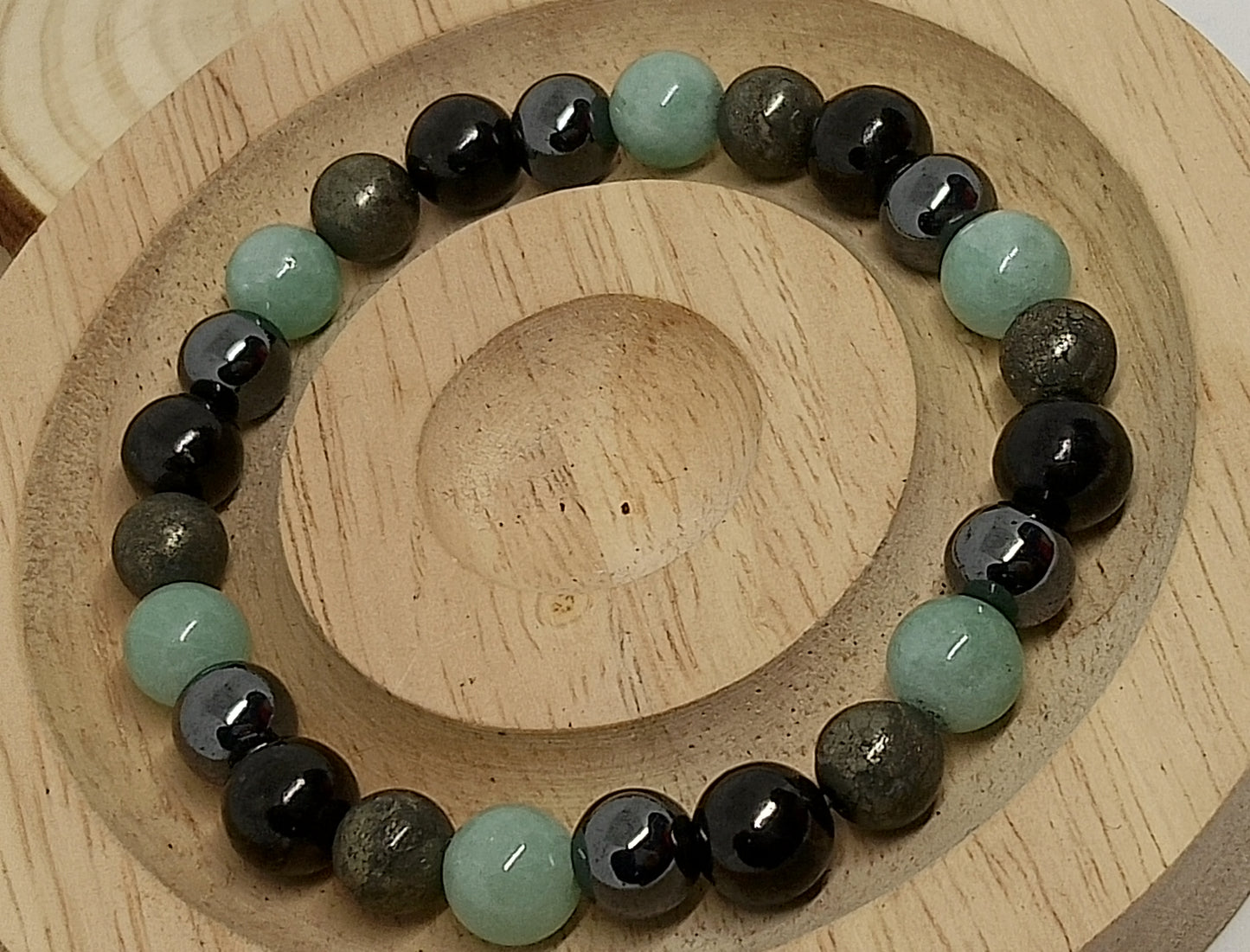 Bracelet multi perles aventurine, onyx, labradorite, hématite