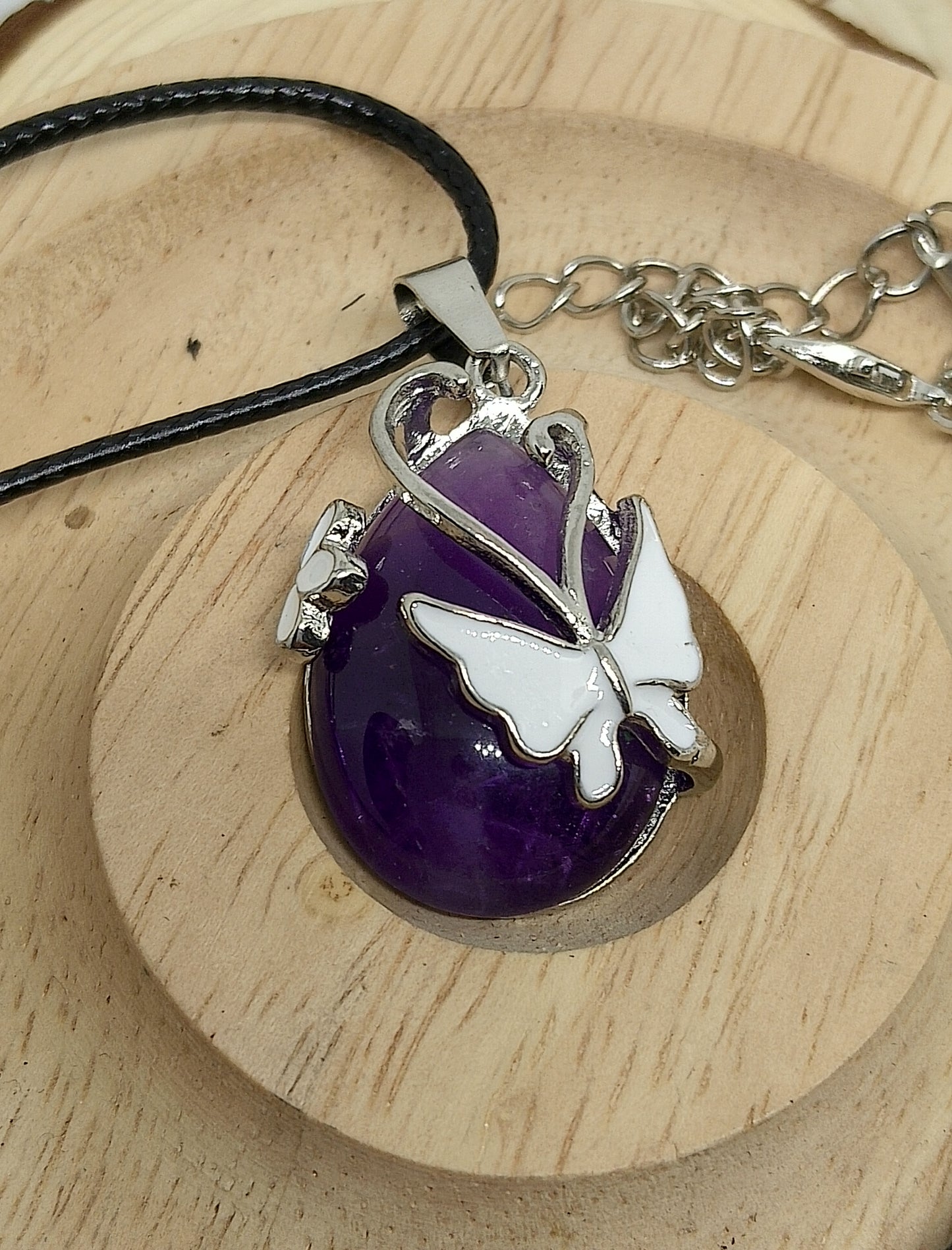 Collier papillon améthyste