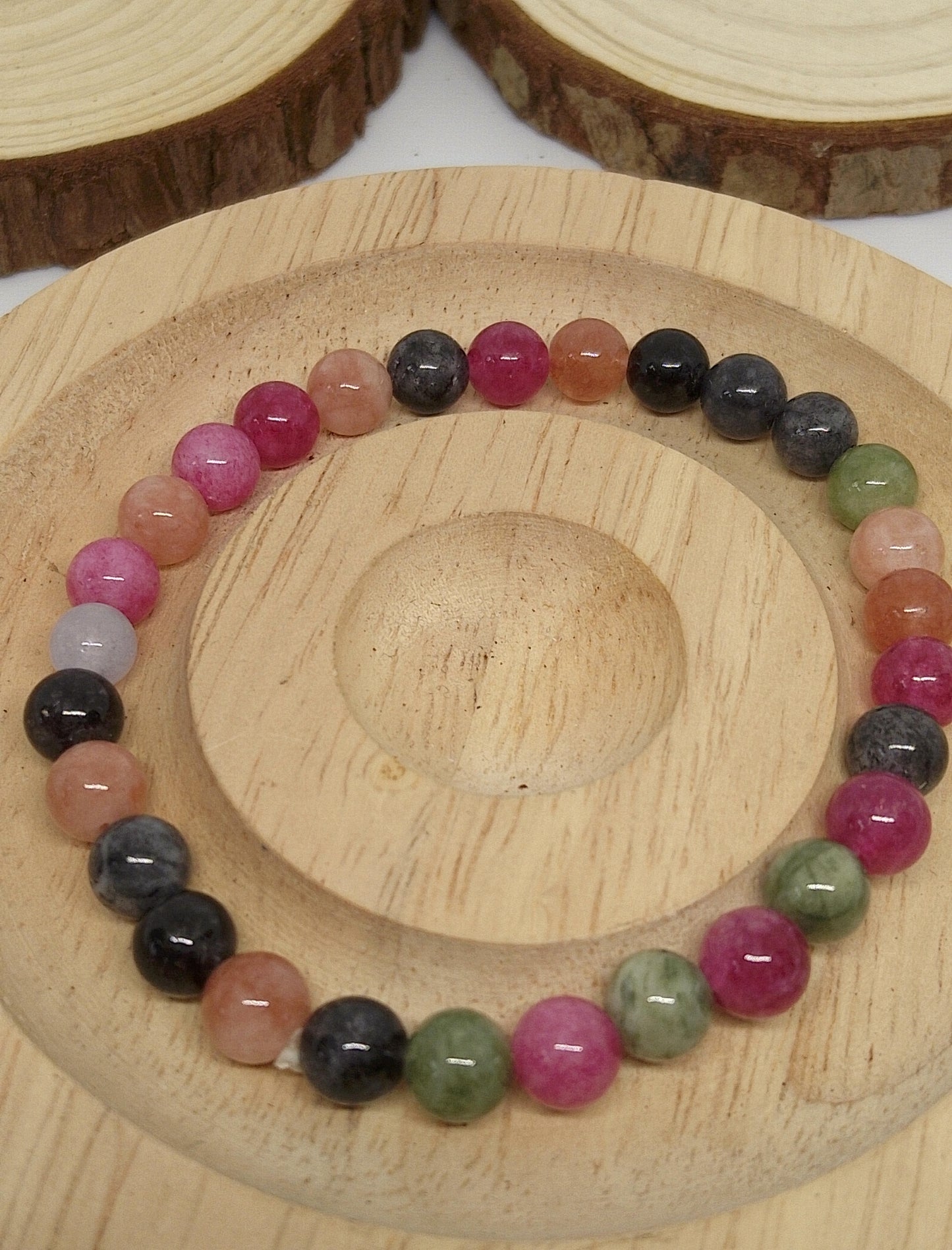 Collier et bracelet en tourmaline colorée