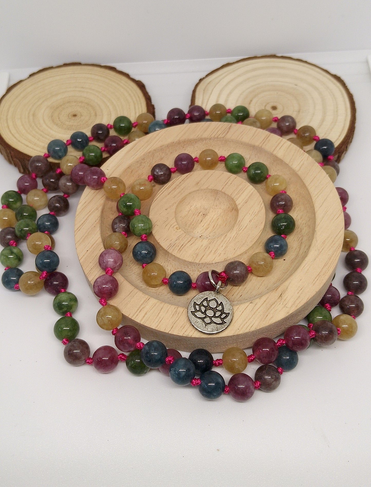 Collier Mala tourmaline colorée