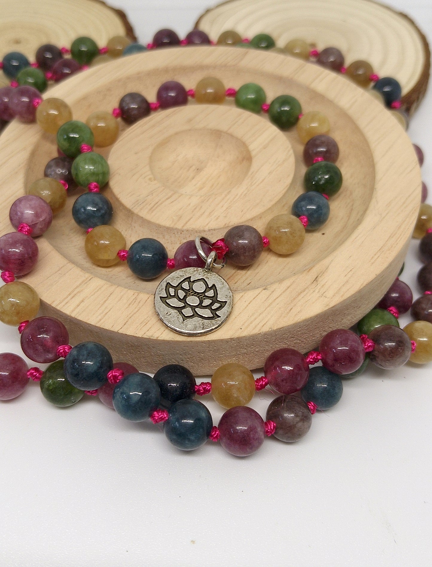 Collier Mala tourmaline colorée