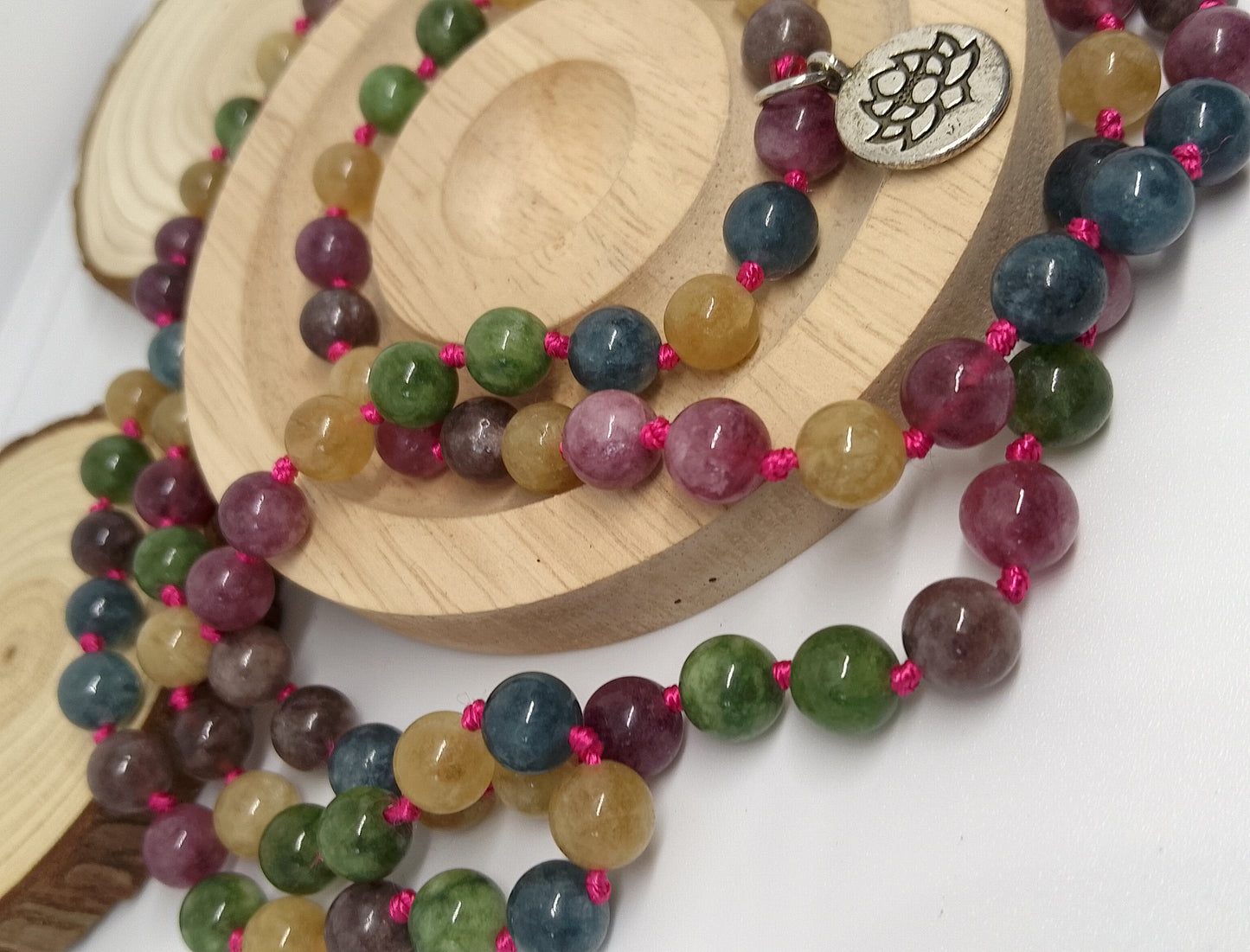 Collier Mala tourmaline colorée