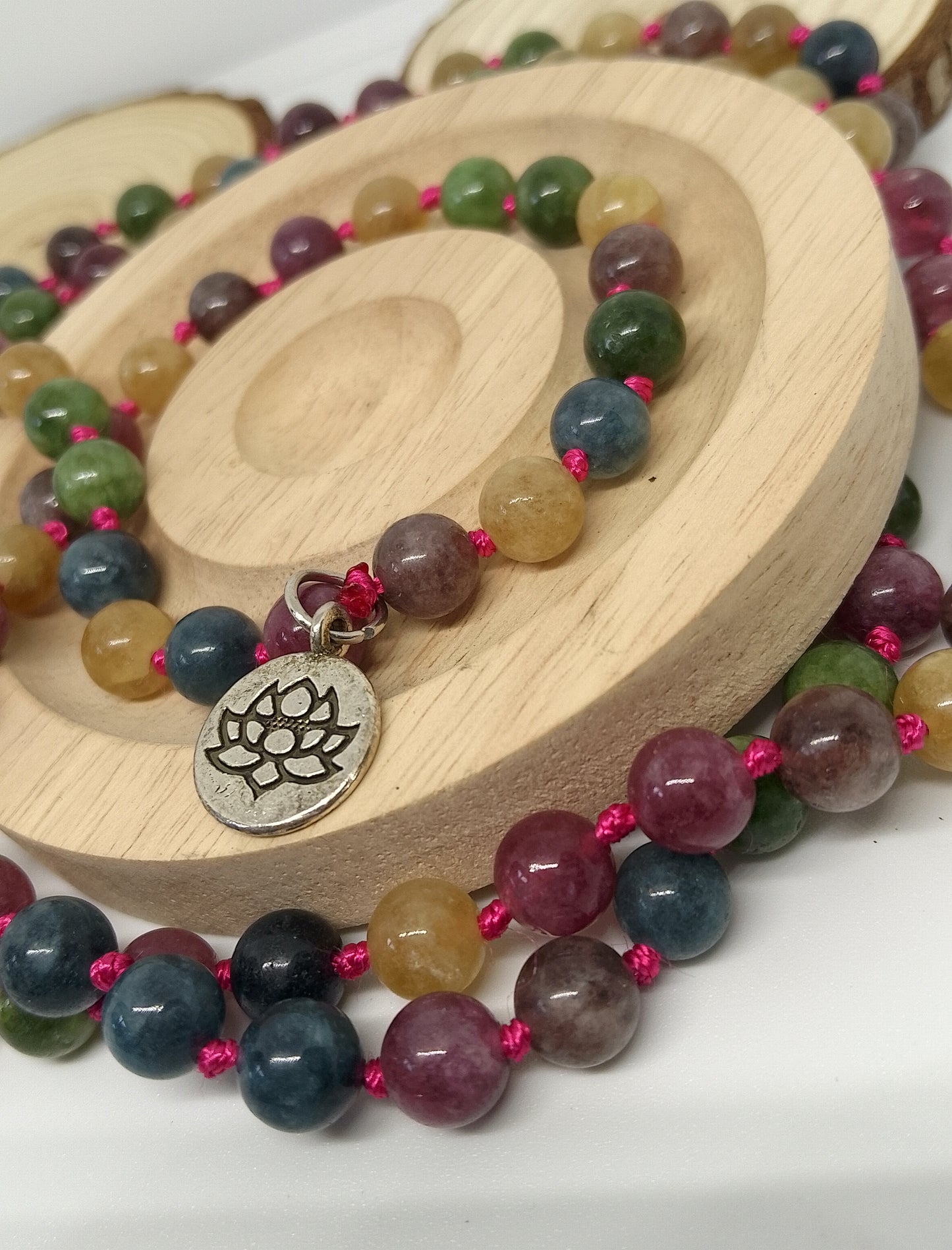 Collier Mala tourmaline colorée