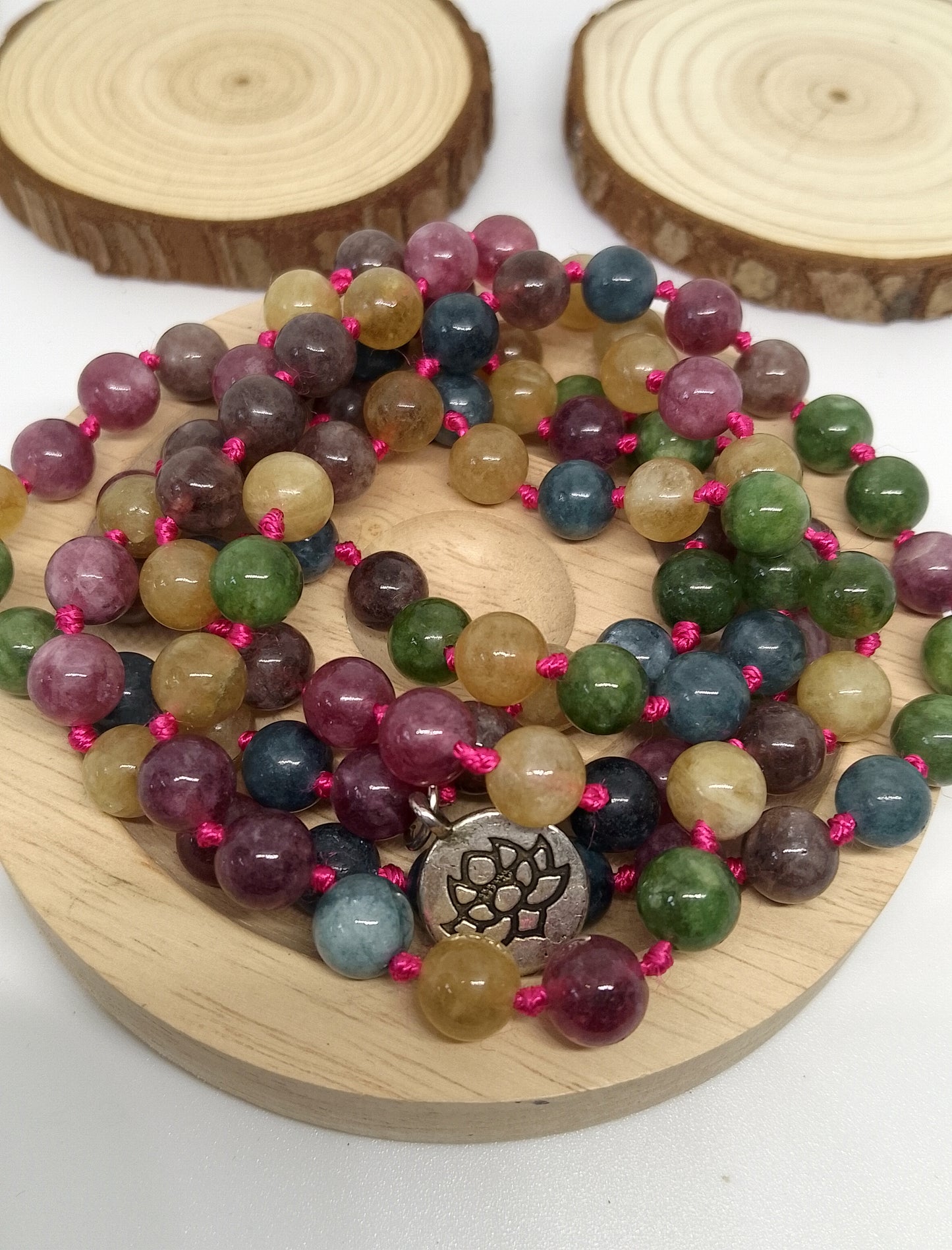 Collier Mala tourmaline colorée