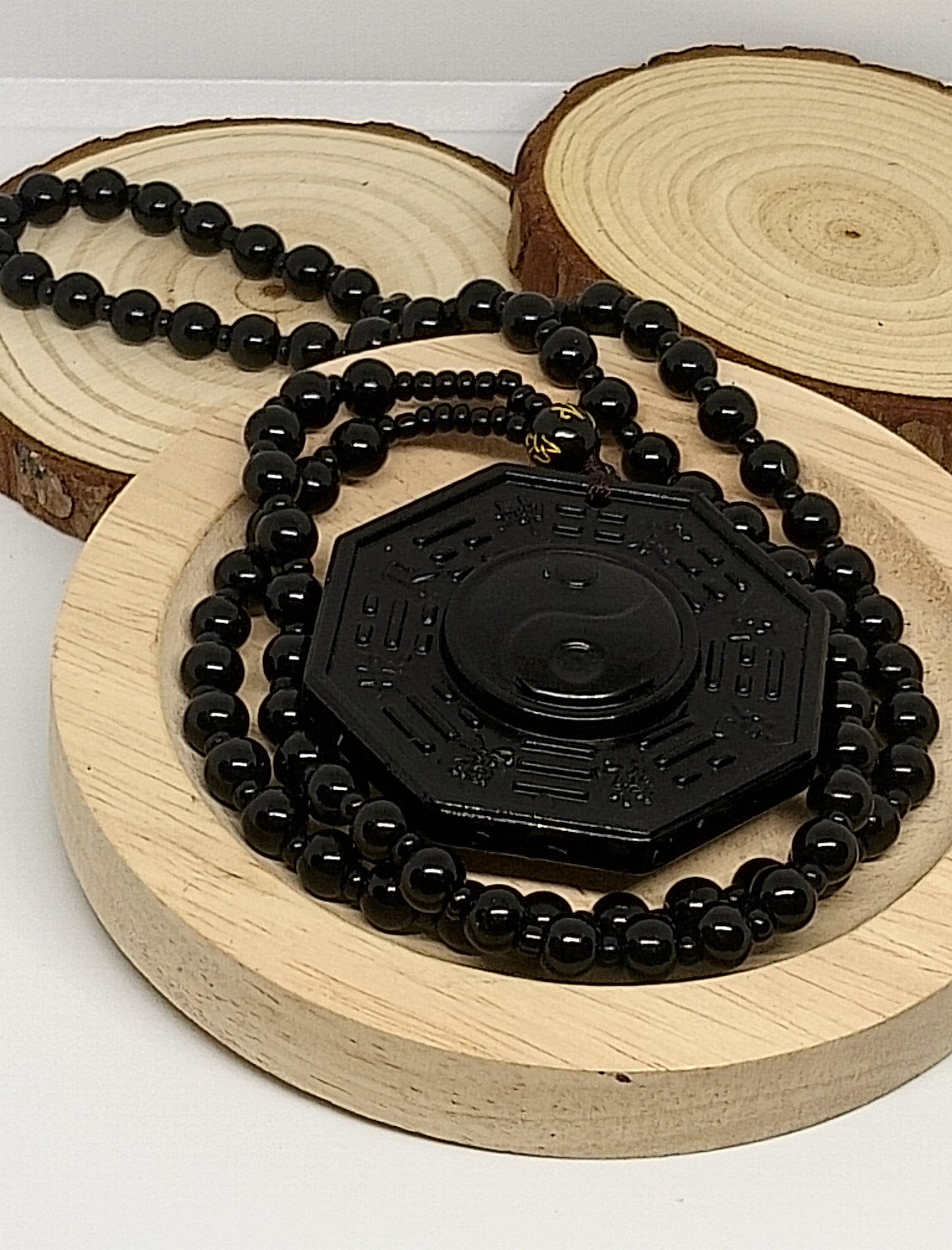 Collier en obsidienne yin yang