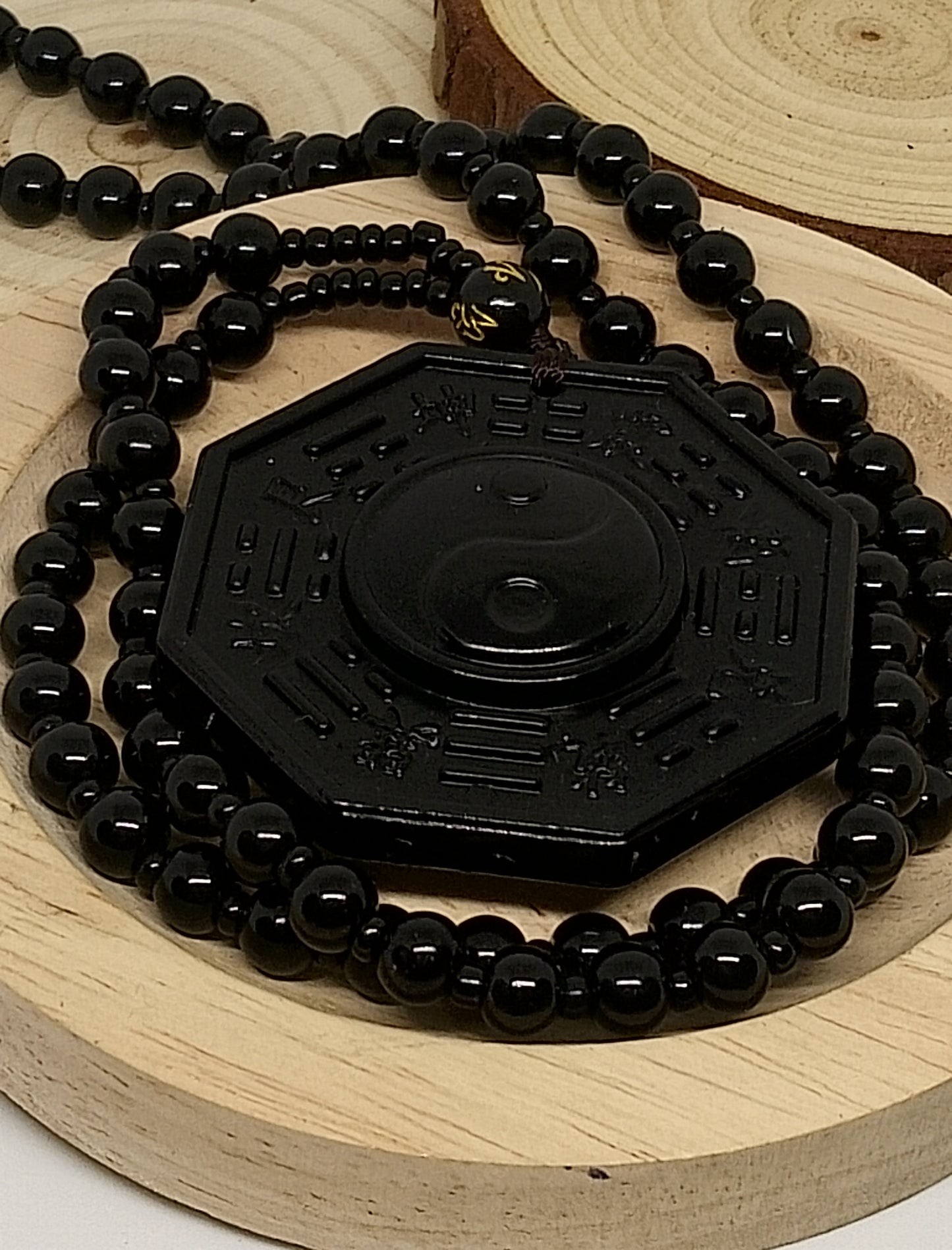 Collier en obsidienne yin yang