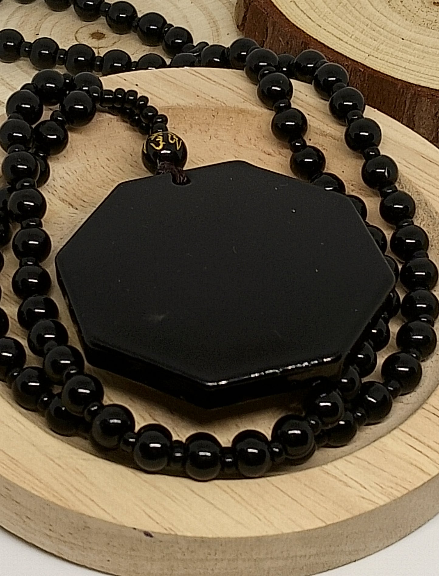 Collier en obsidienne yin yang