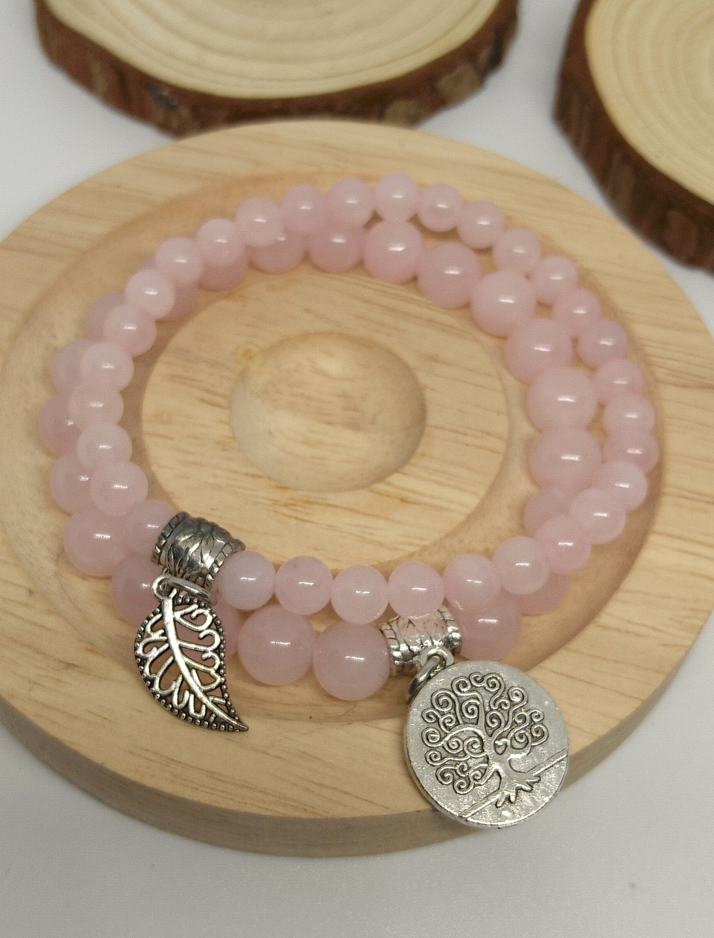 Ensemble de 2 bracelets quartz rose