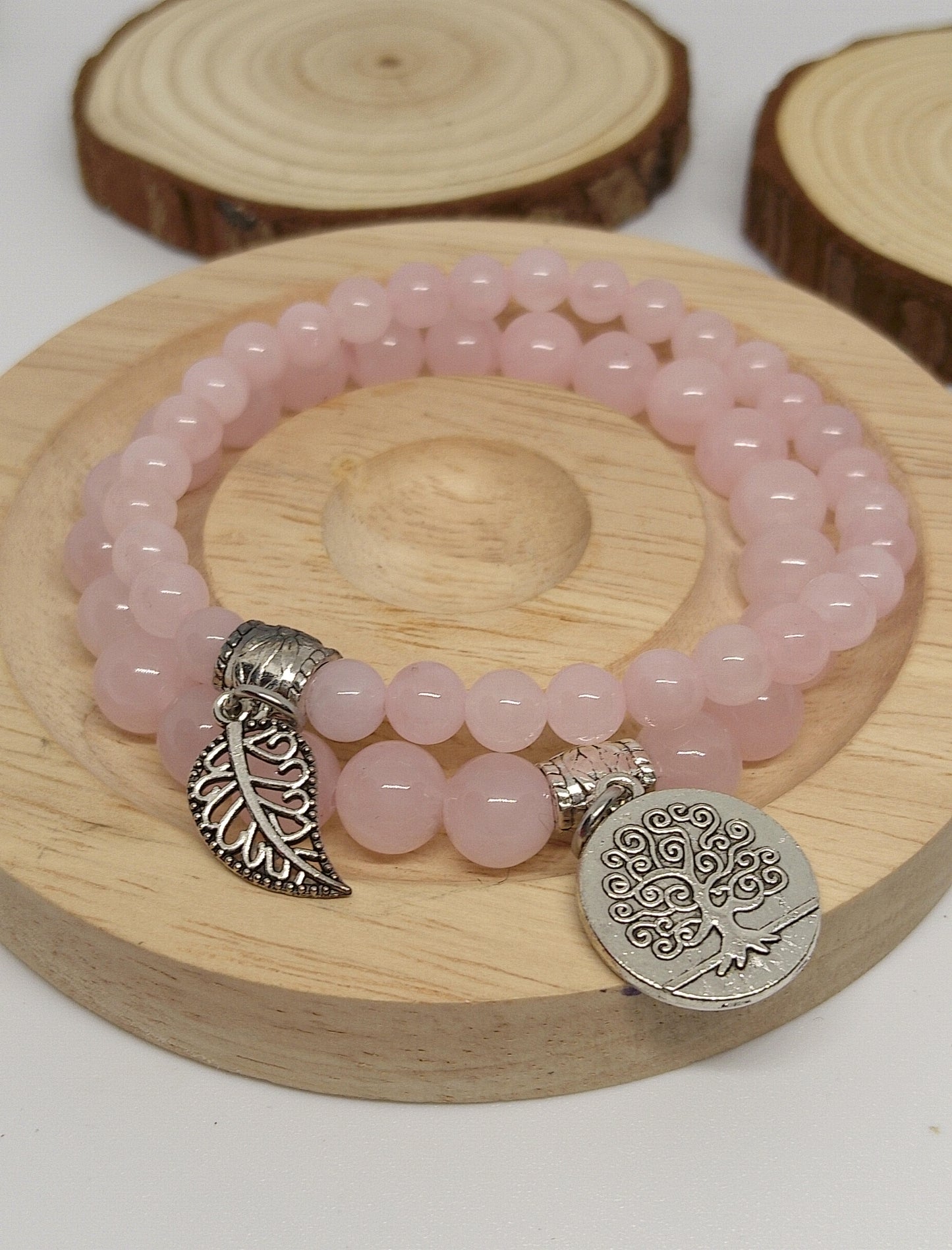 Ensemble de 2 bracelets quartz rose