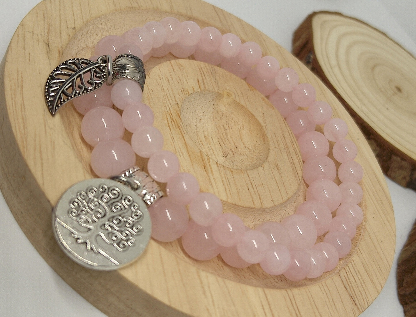 Ensemble de 2 bracelets quartz rose