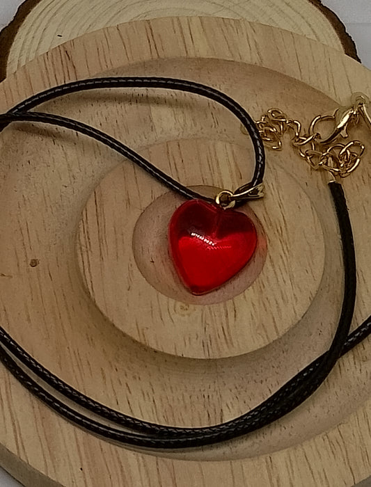 Collier coeur verre coloré