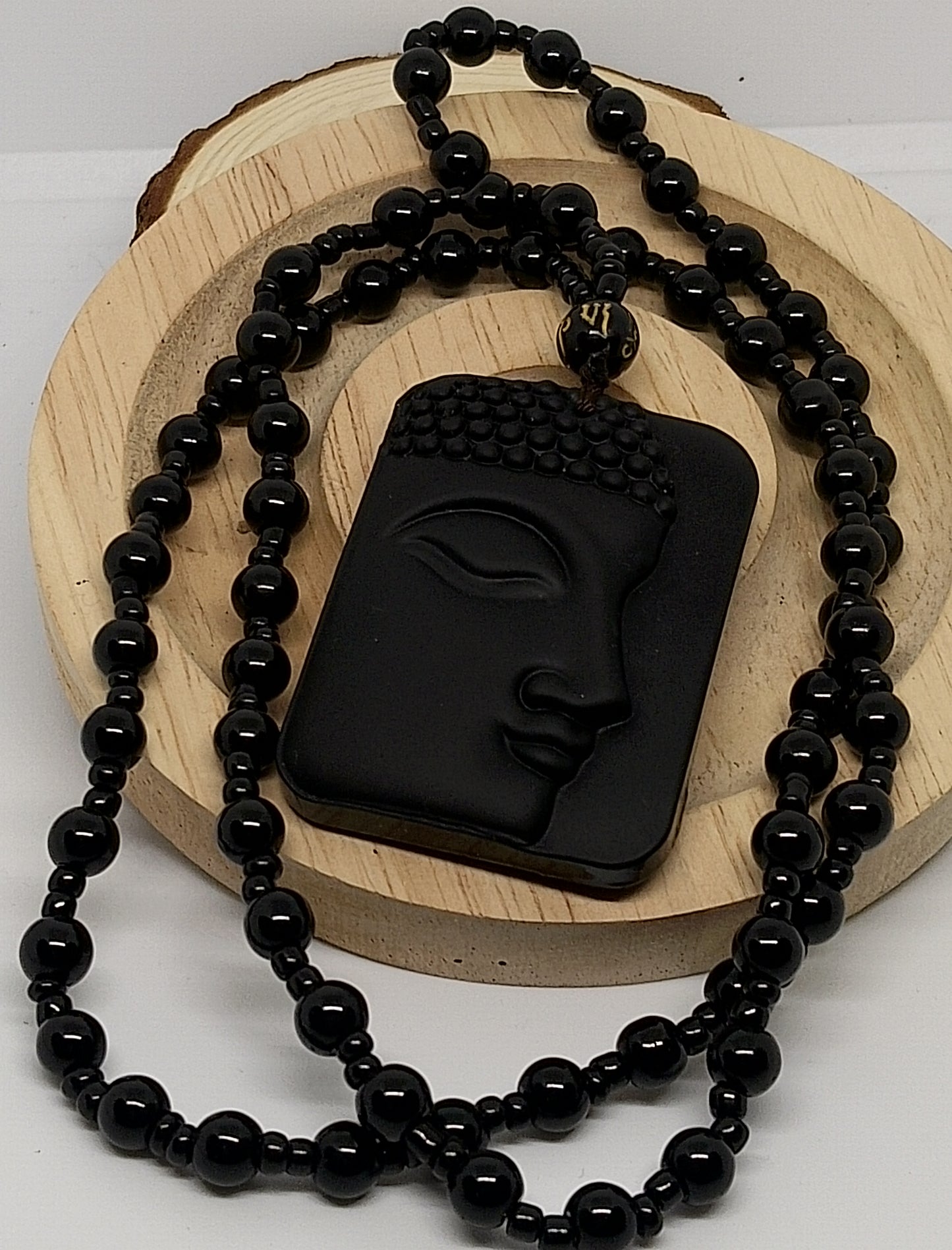 Collier bouddha obsidienne