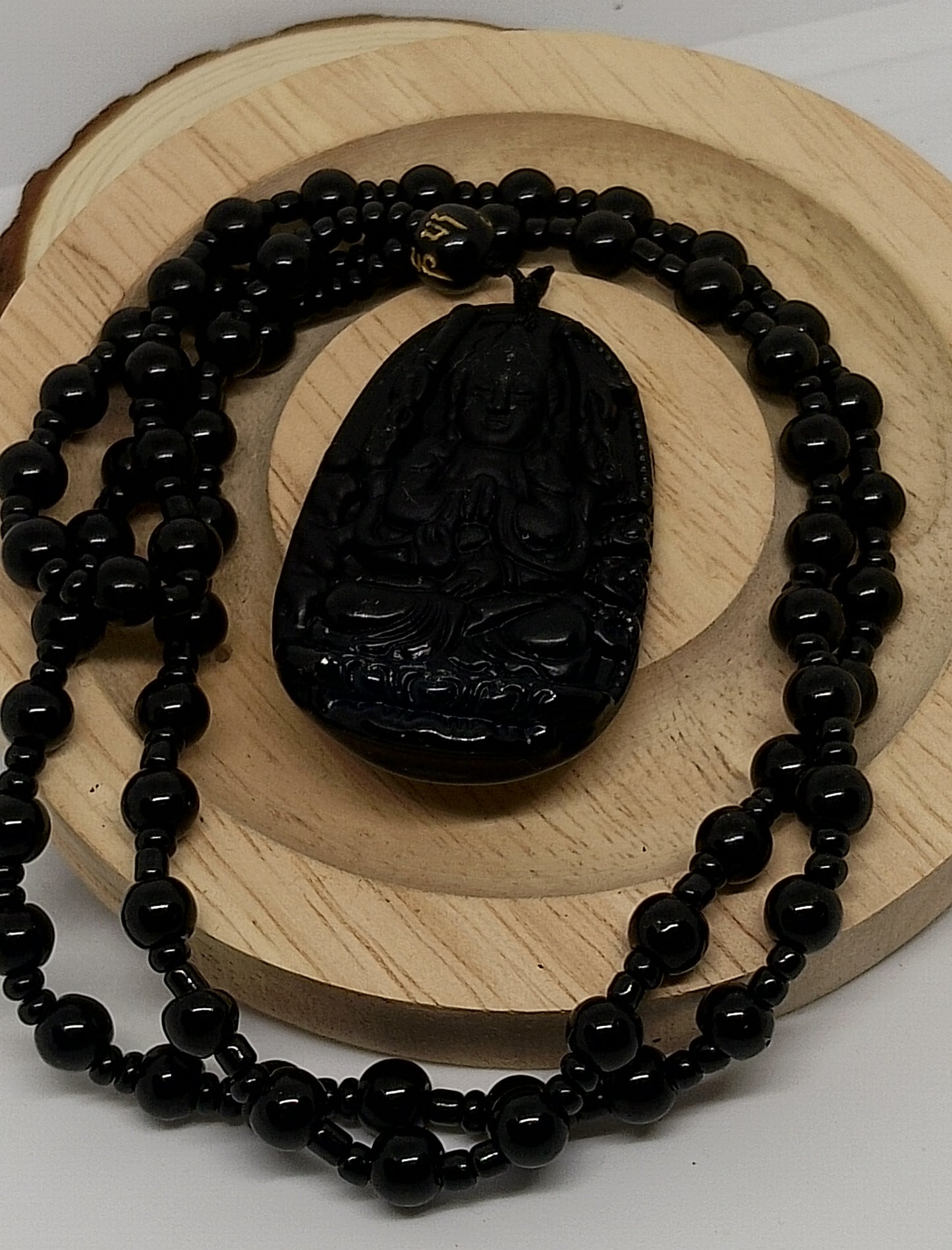 Collier Bouddha en obsidienne