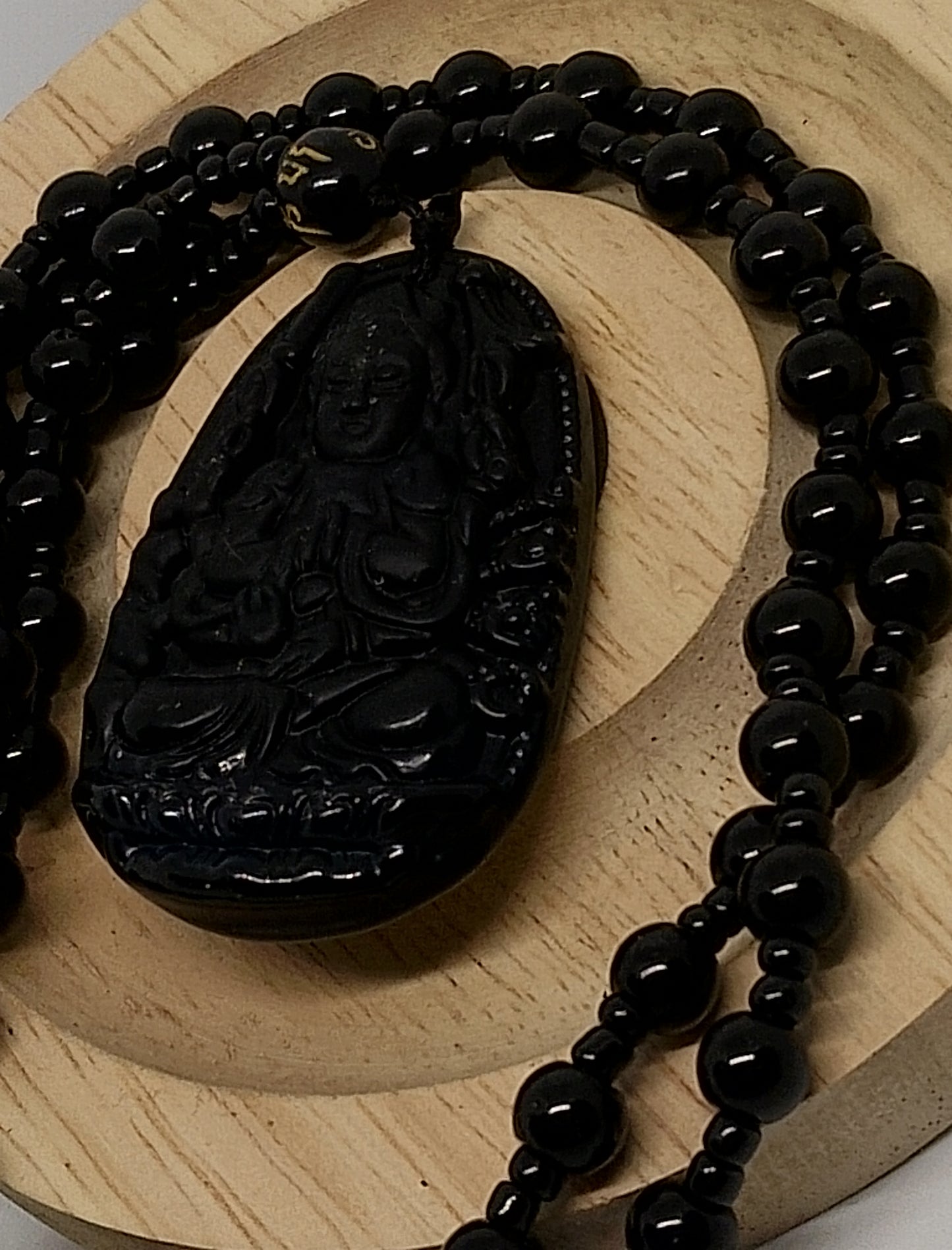 Collier Bouddha en obsidienne