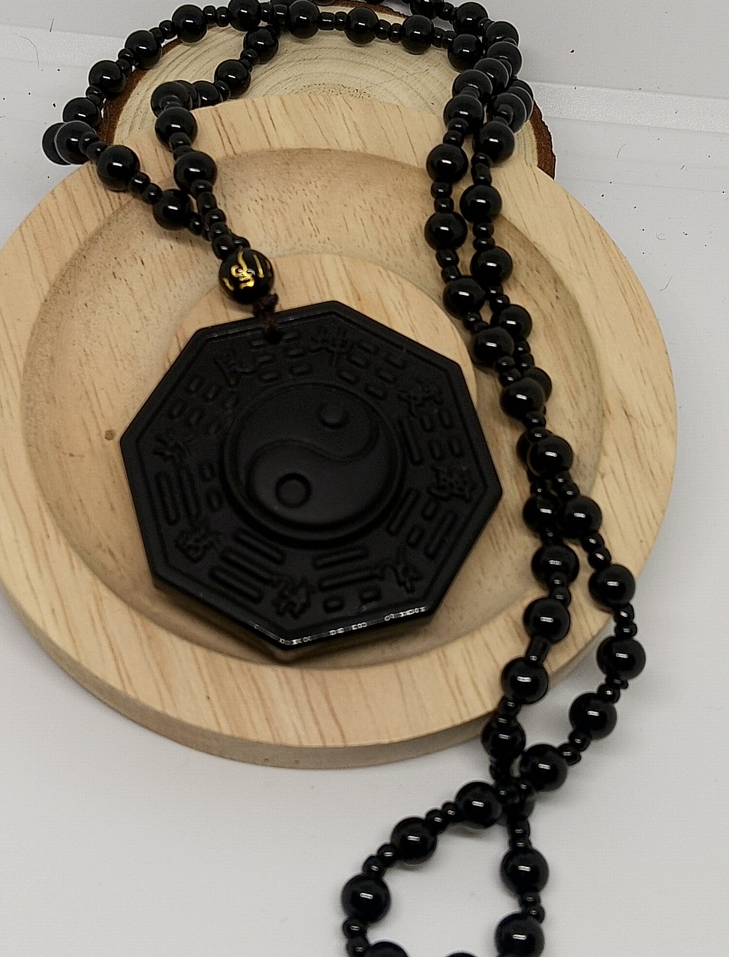 Collier en obsidienne yin yang