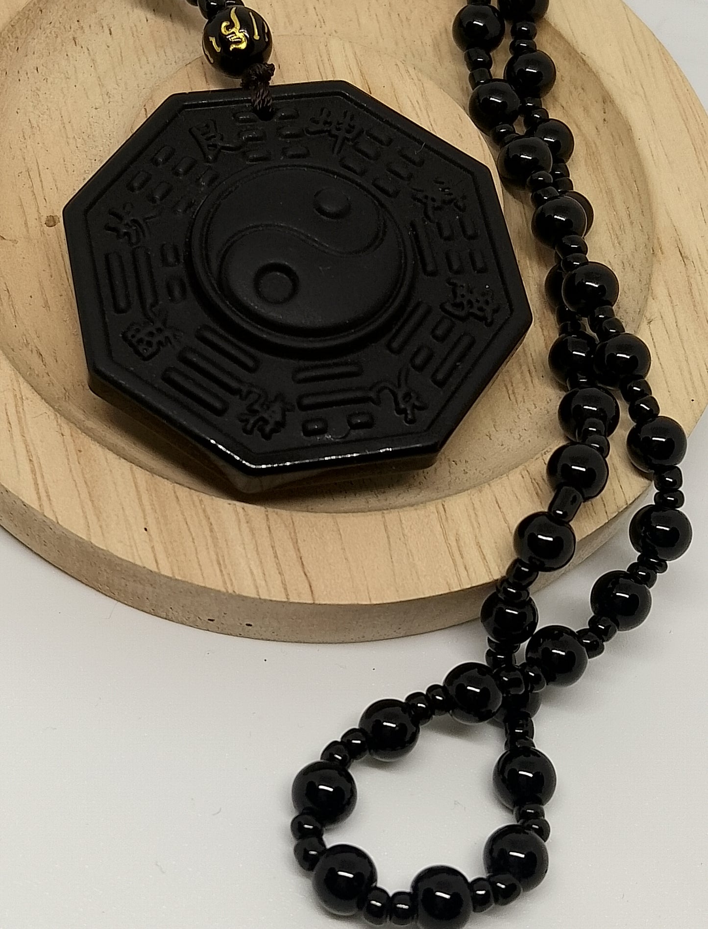 Collier en obsidienne yin yang