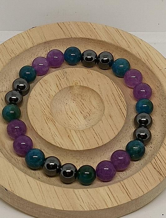 Bracelet hématite, apatite, améthyste